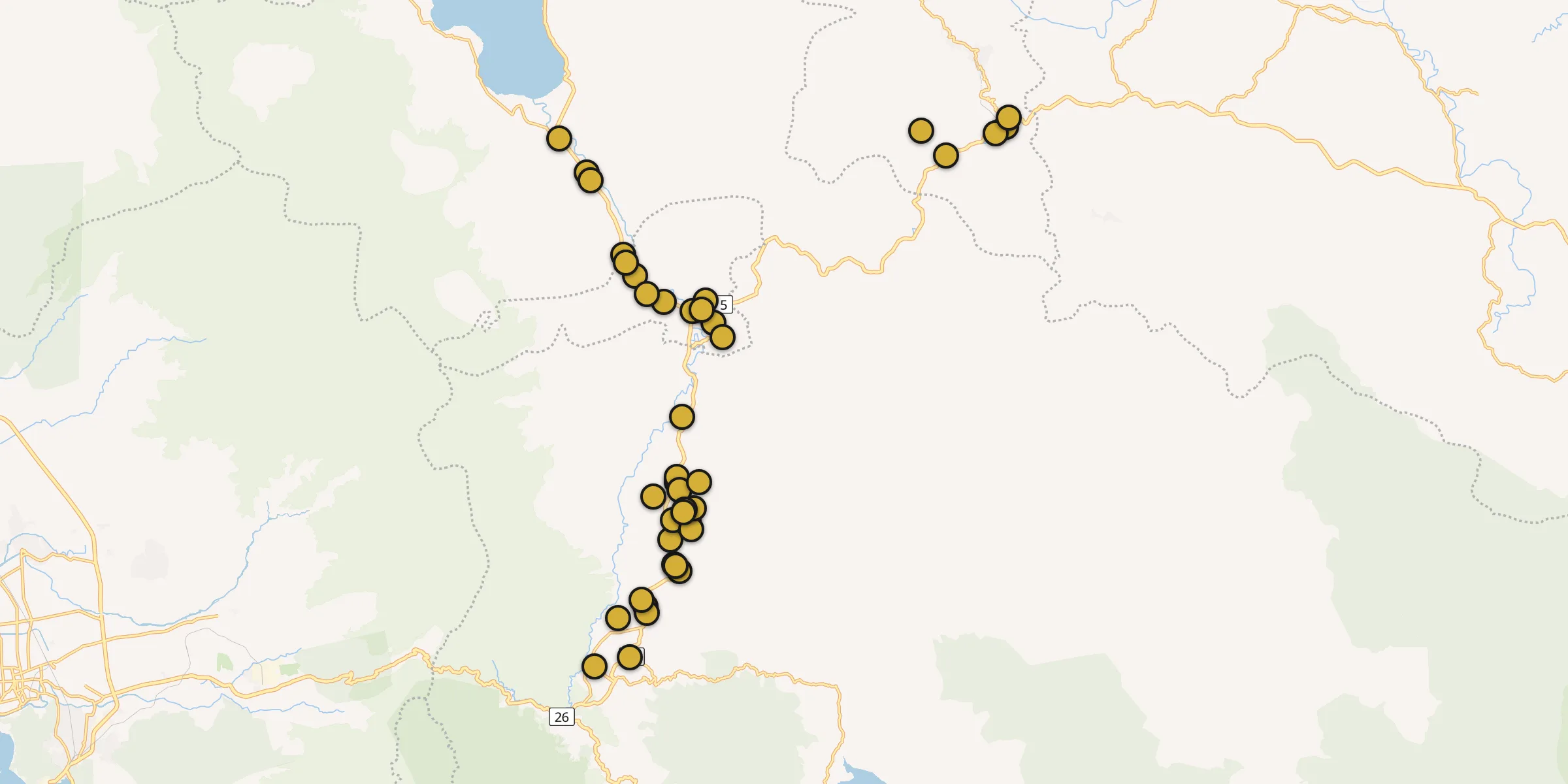 Plan des mosquées à Solok : cliquez sur un point pour voir la fiche