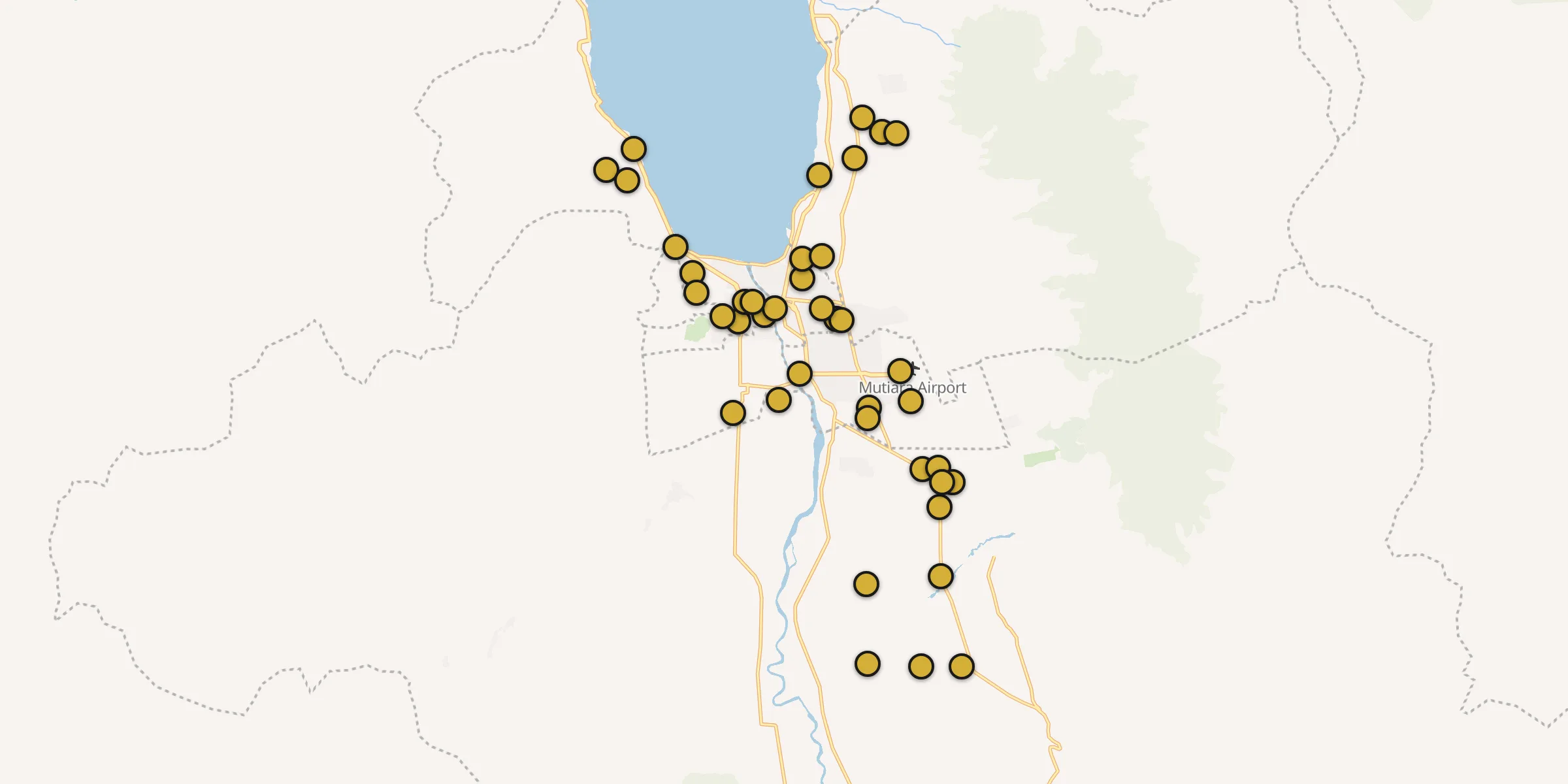 Plan des mosquées à Palu : cliquez sur un point pour voir la fiche