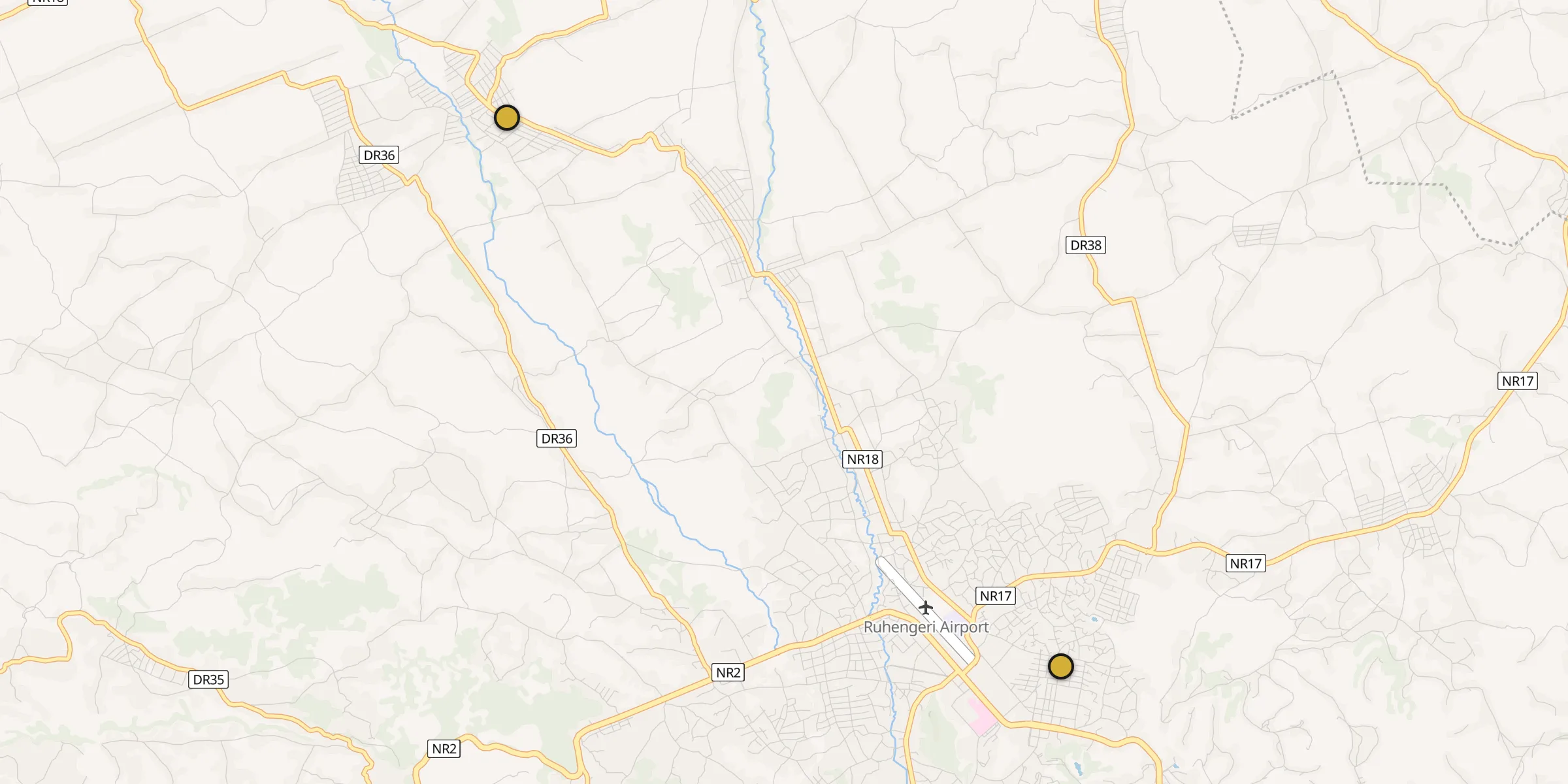 Carte des mosquées à Ruhengeri