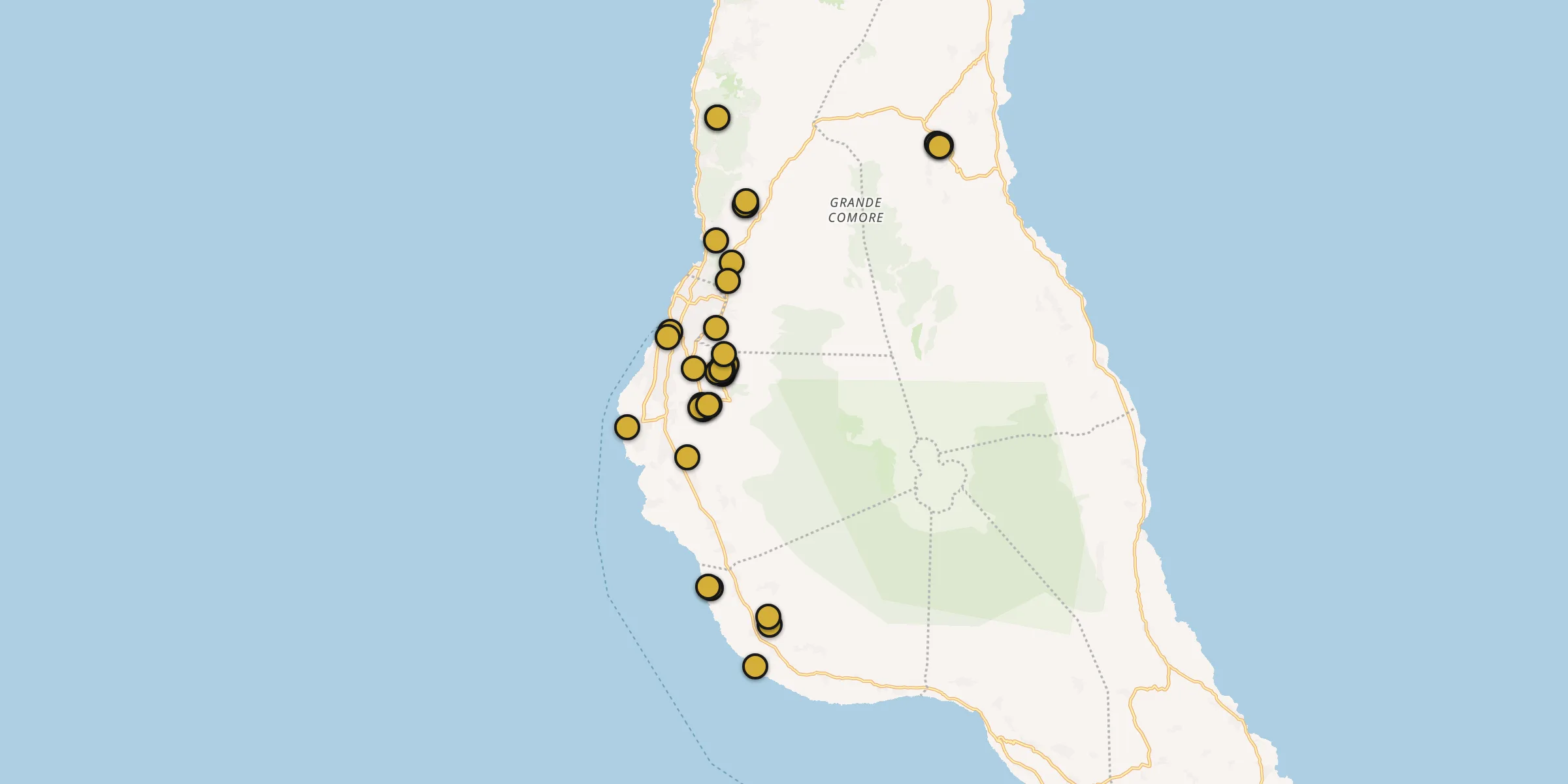 Carte des mosquées à Moroni