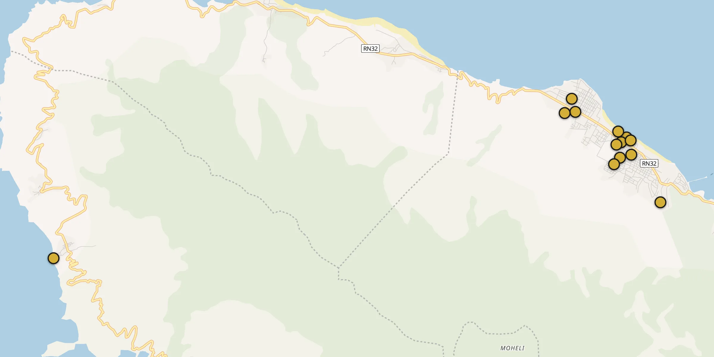 Carte des mosquées à Fomboni