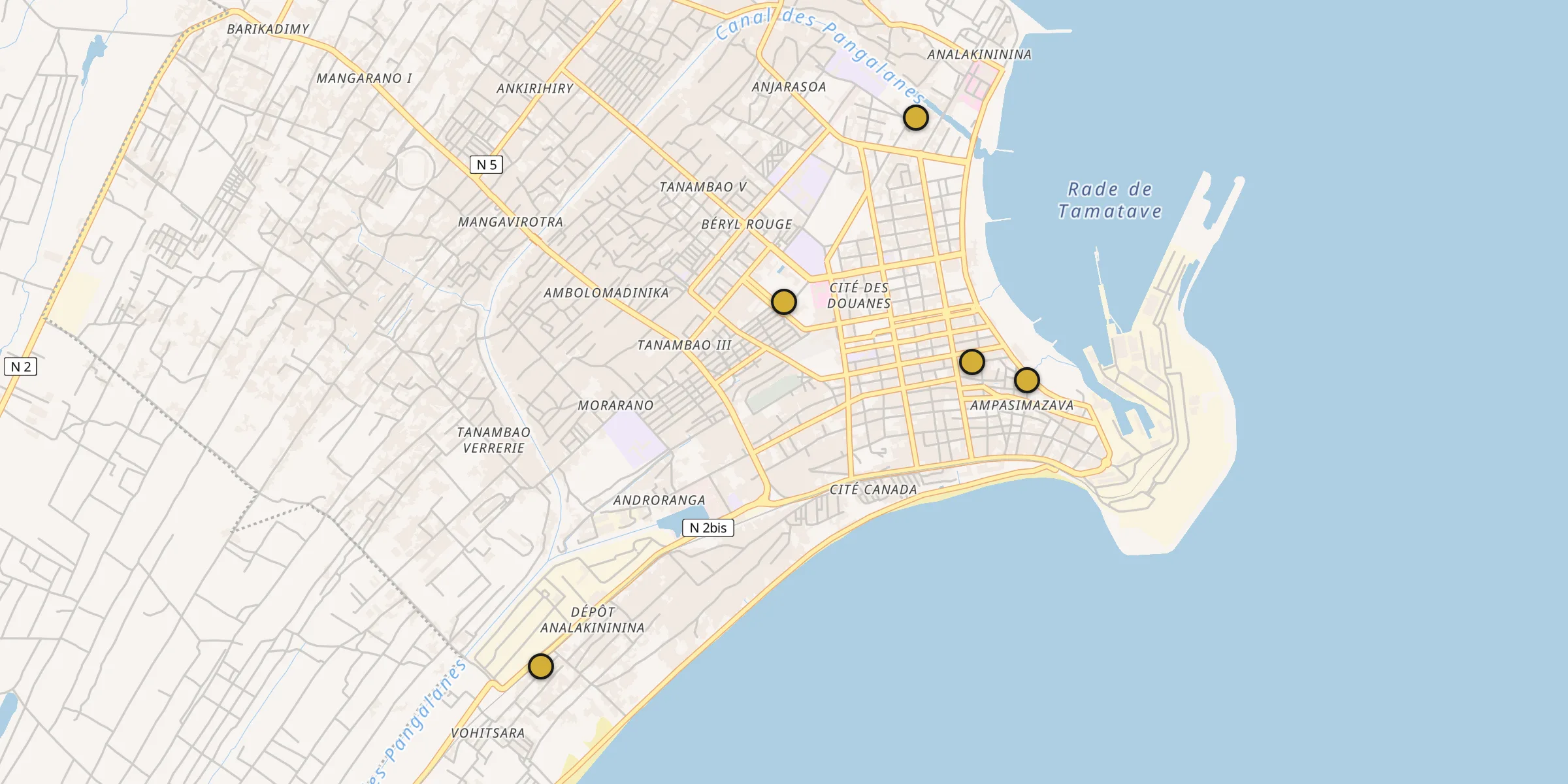 Carte des mosquées à Toamasina