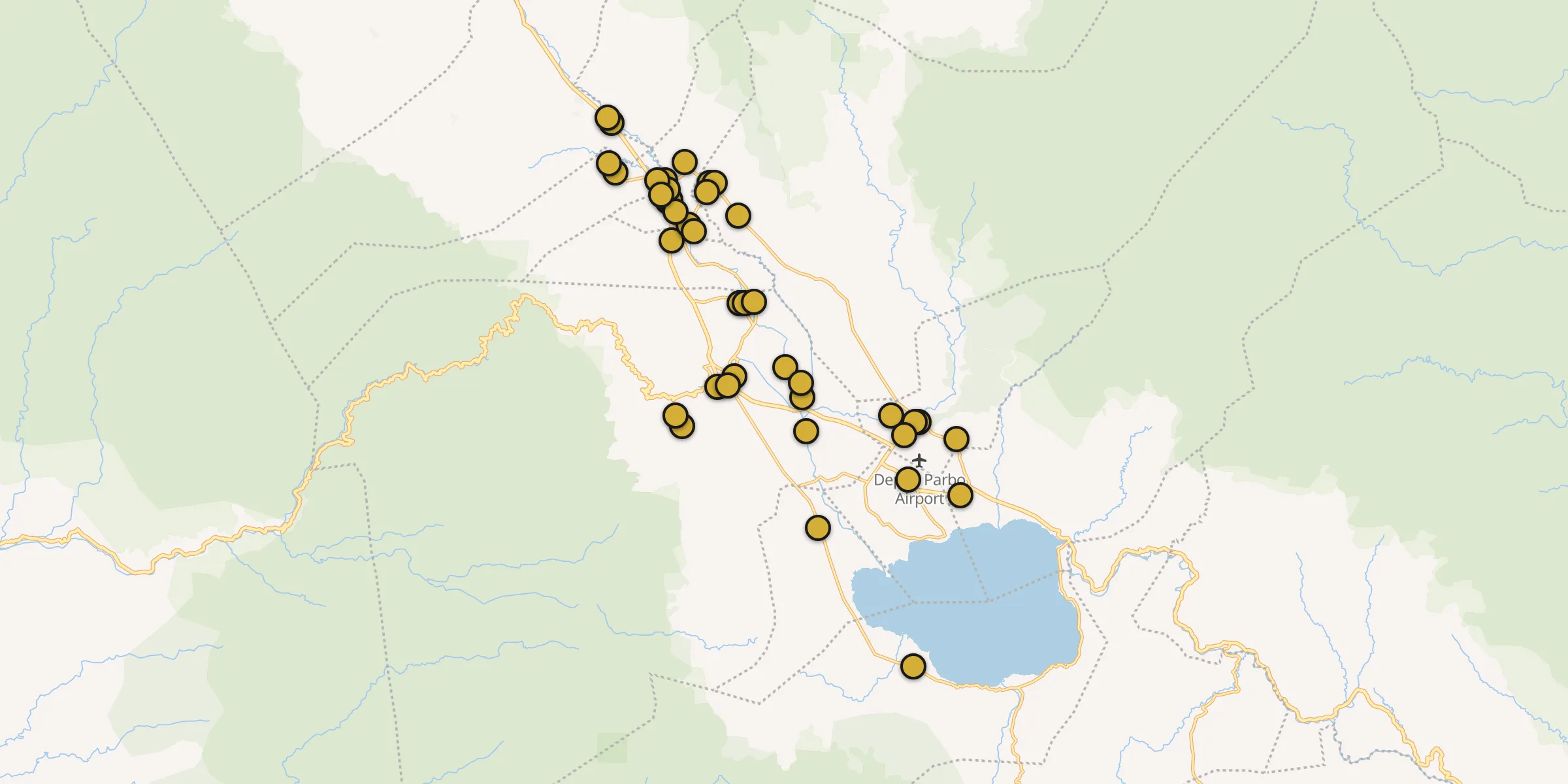 Plan des mosquées à Sungai Penuh : cliquez sur un point pour voir la fiche