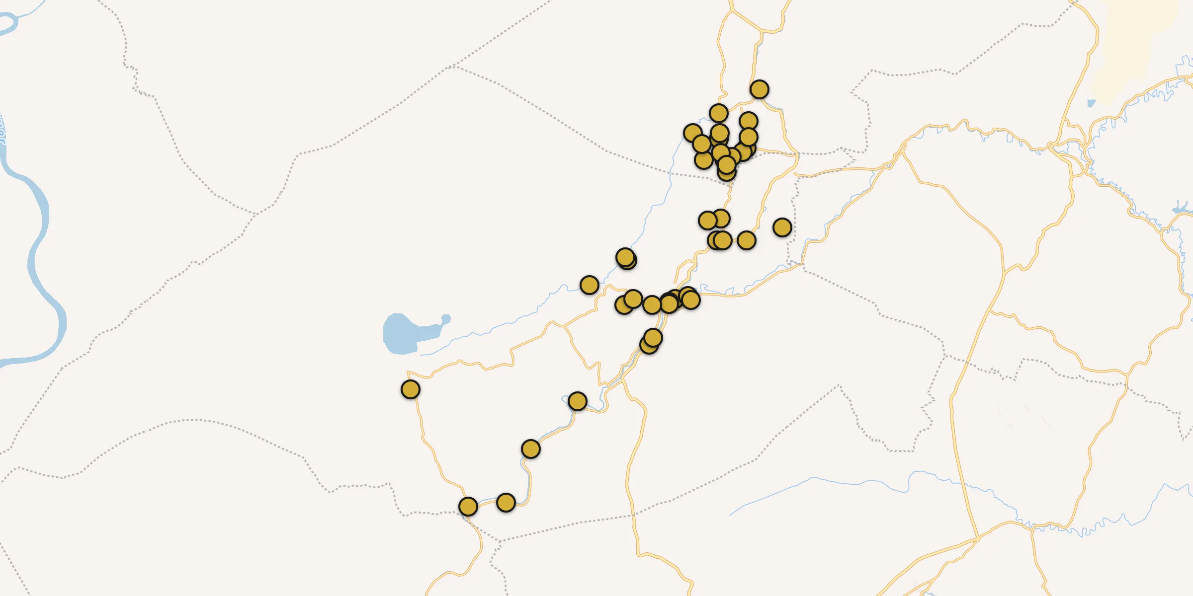 Plan des mosquées à Amuntai : cliquez sur un point pour voir la fiche