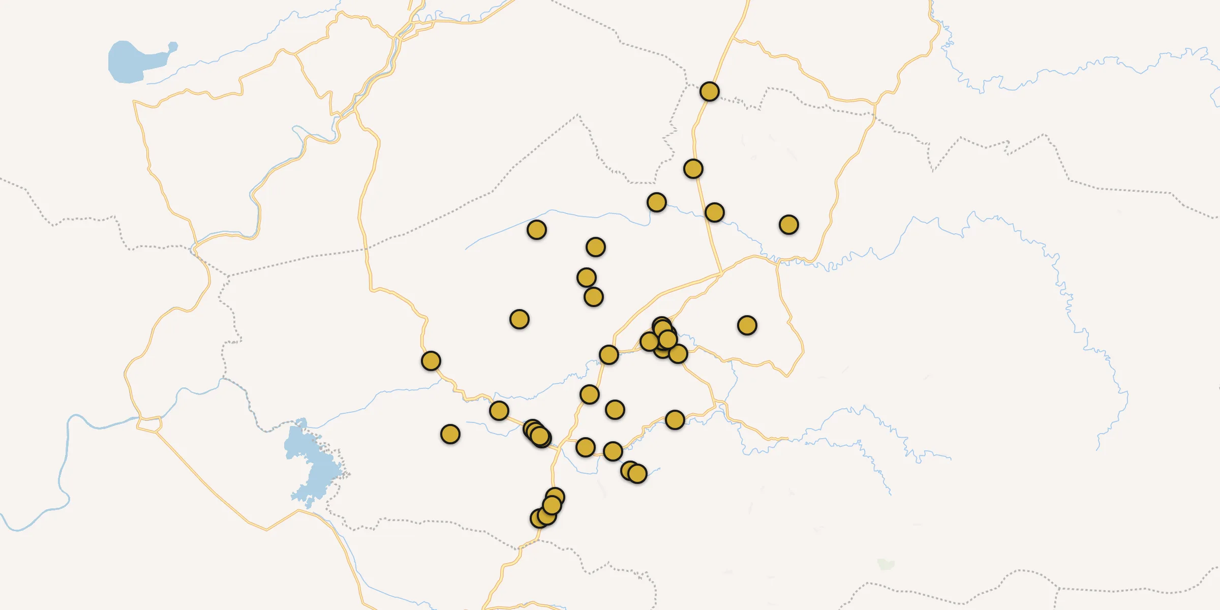 Plan des mosquées à Barabai : cliquez sur un point pour voir la fiche