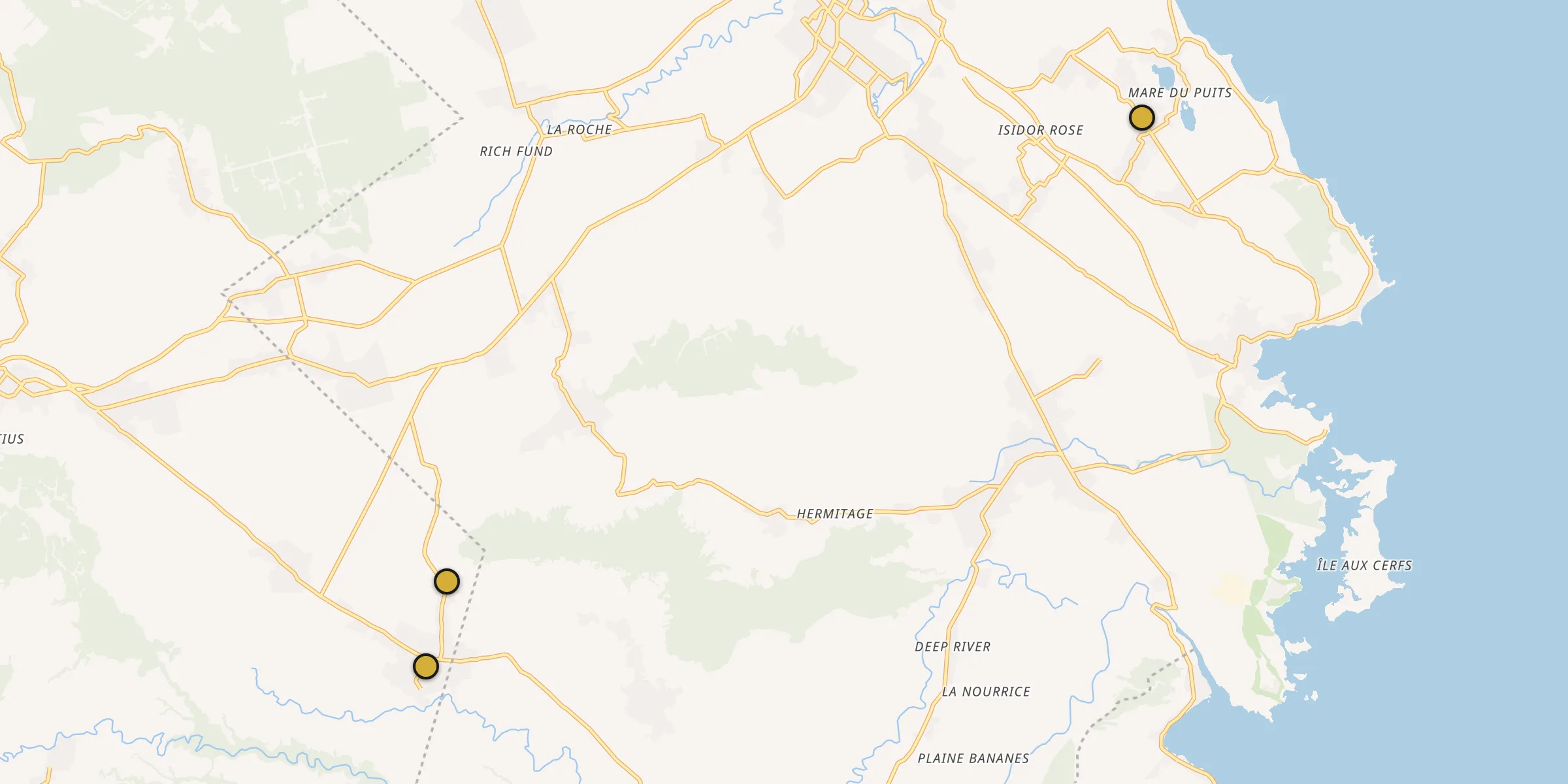 Plan des mosquées à Bel Air Rivière Sèche : cliquez sur un point pour voir la fiche