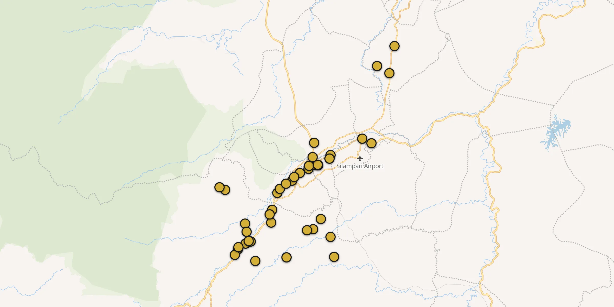 Plan des mosquées à Lubuklinggau : cliquez sur un point pour voir la fiche