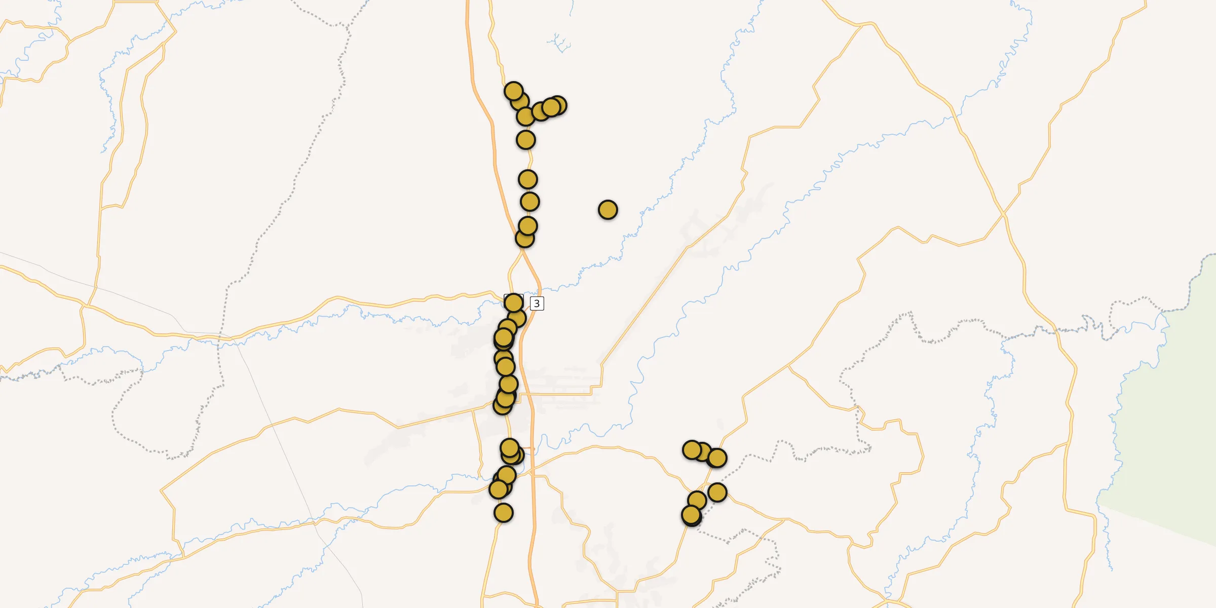 Plan des mosquées à Terbanggi Besar : cliquez sur un point pour voir la fiche