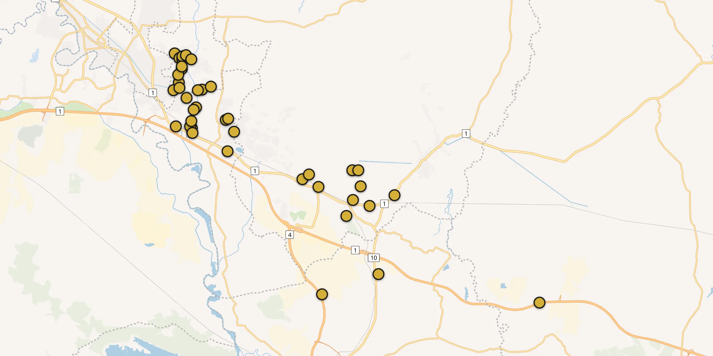 Plan des mosquées à Cikampek : cliquez sur un point pour voir la fiche