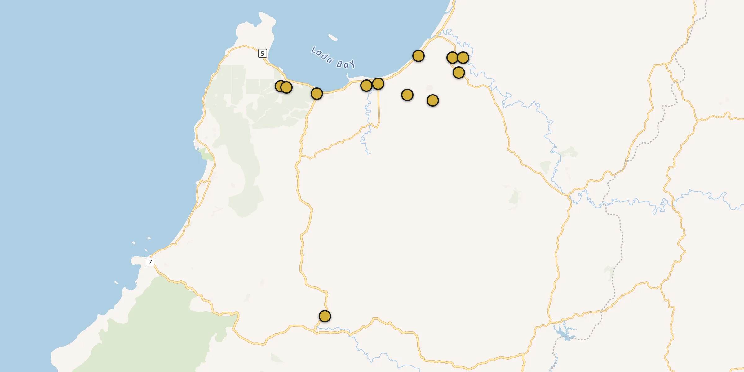 Plan des mosquées à Pandeglang : cliquez sur un point pour voir la fiche