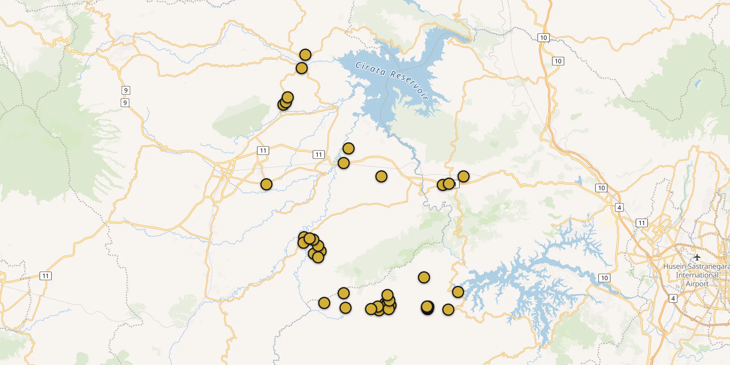 Carte des mosquées à Ciranjang-hilir