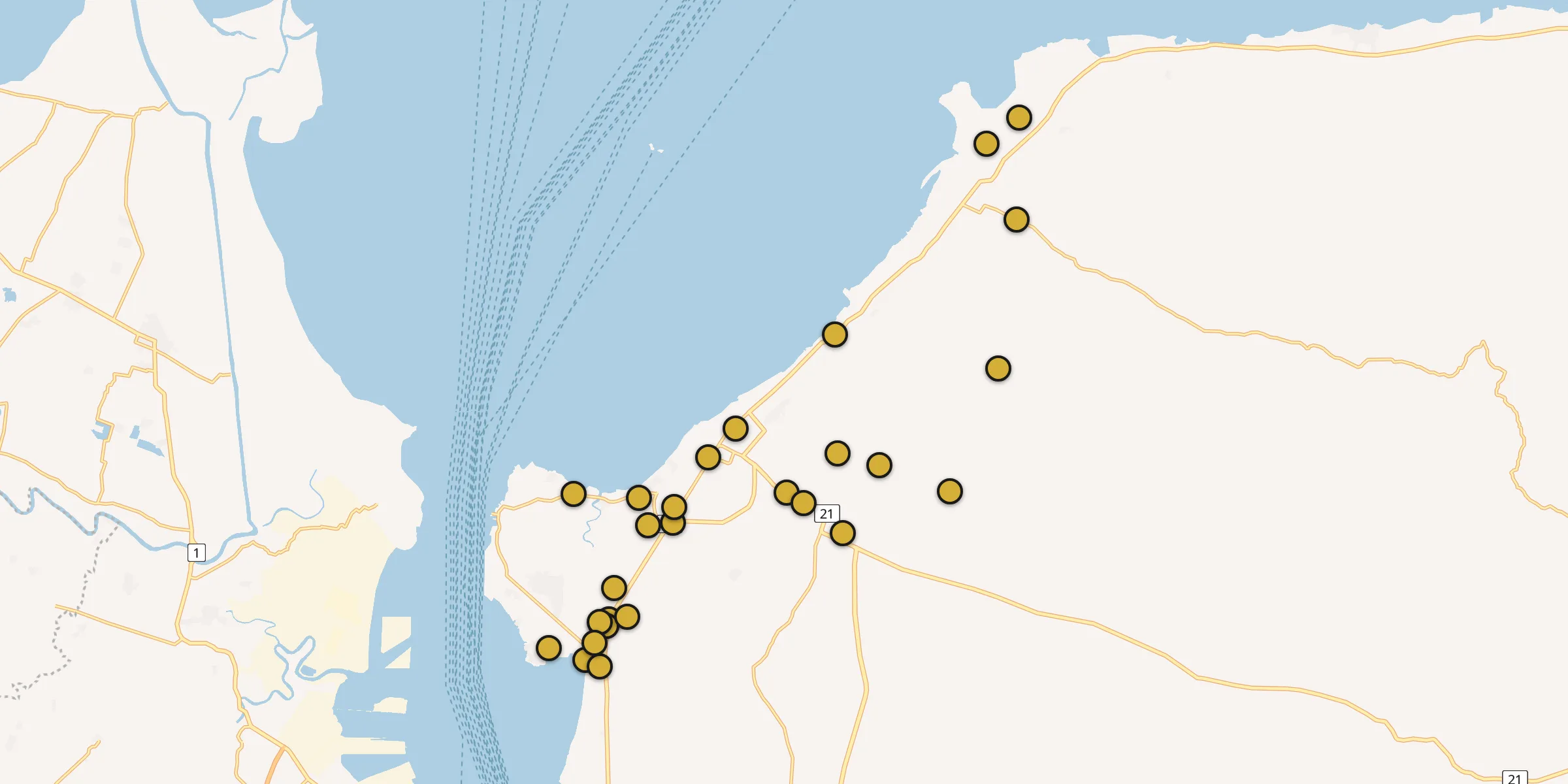 Plan des mosquées à Bangkalan : cliquez sur un point pour voir la fiche