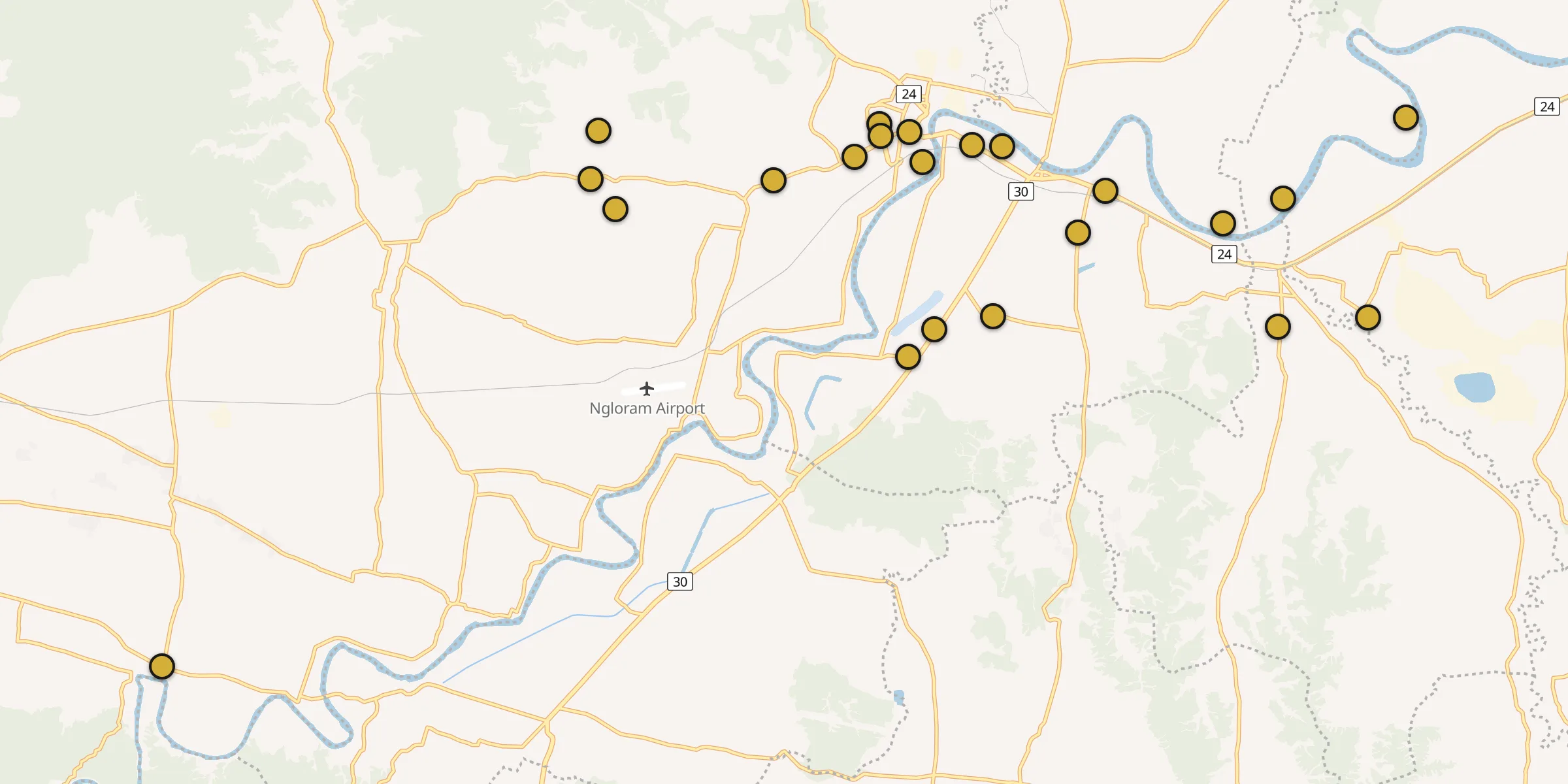 Plan des mosquées à Cepu : cliquez sur un point pour voir la fiche