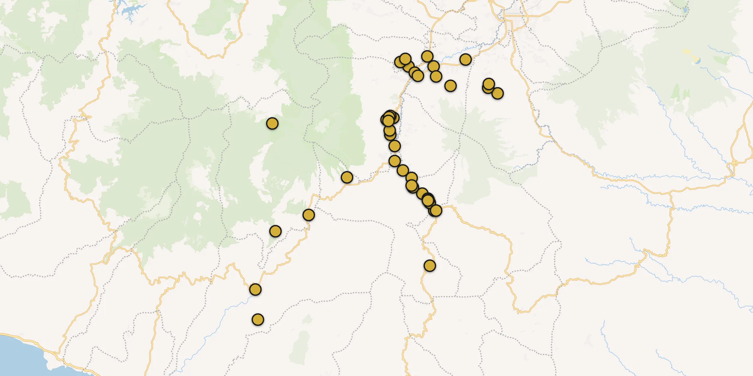 Plan des mosquées à Garut : cliquez sur un point pour voir la fiche