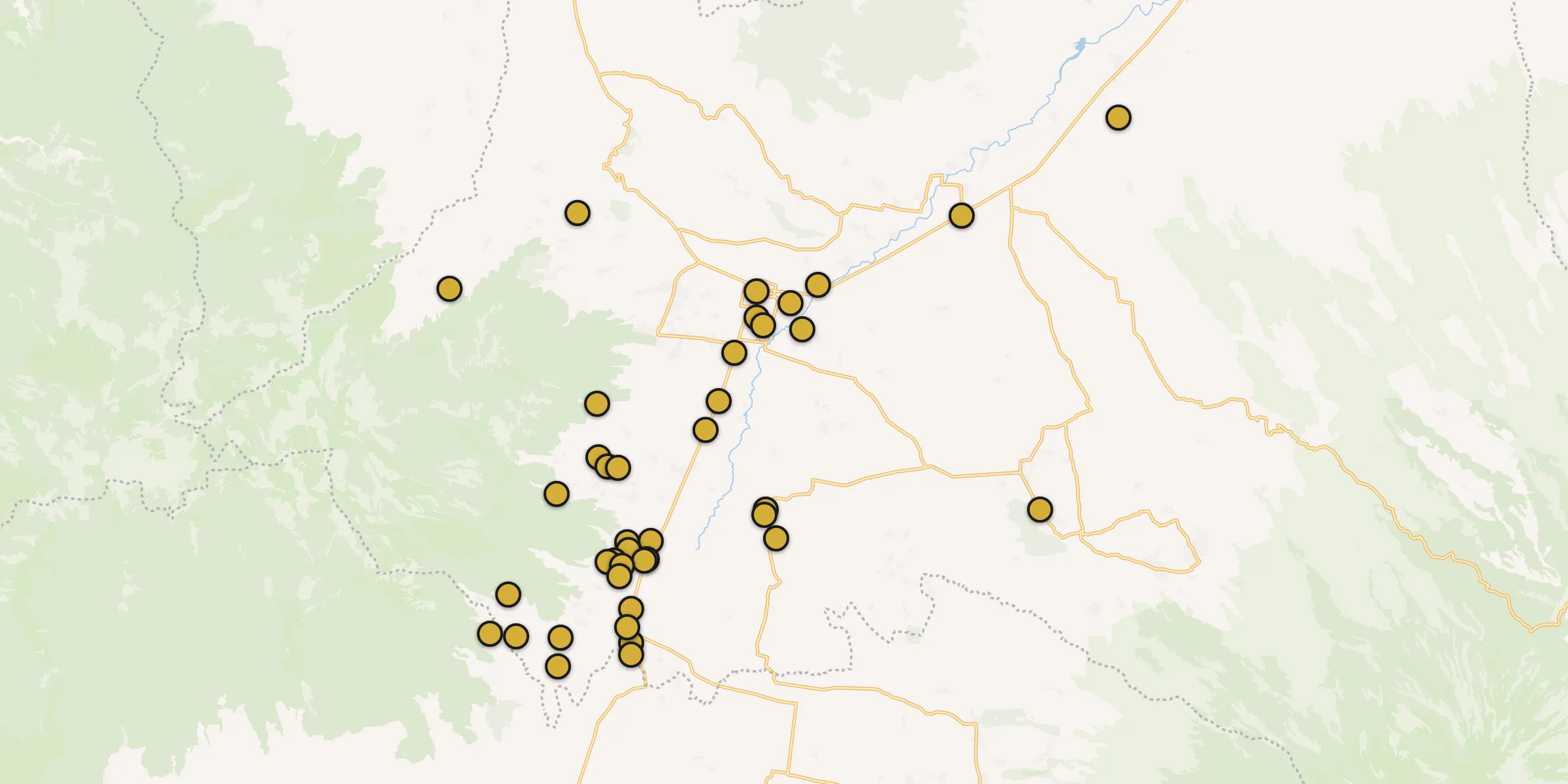 Plan des mosquées à Bondowoso : cliquez sur un point pour voir la fiche