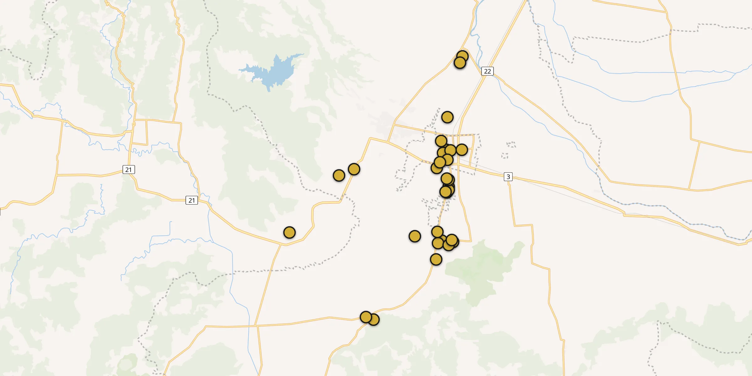 Plan des mosquées à Tulungagung : cliquez sur un point pour voir la fiche