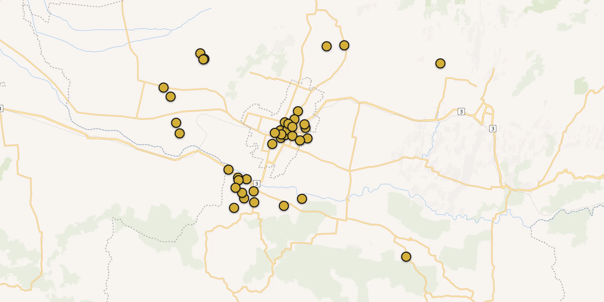 Plan des mosquées à Blitar : cliquez sur un point pour voir la fiche