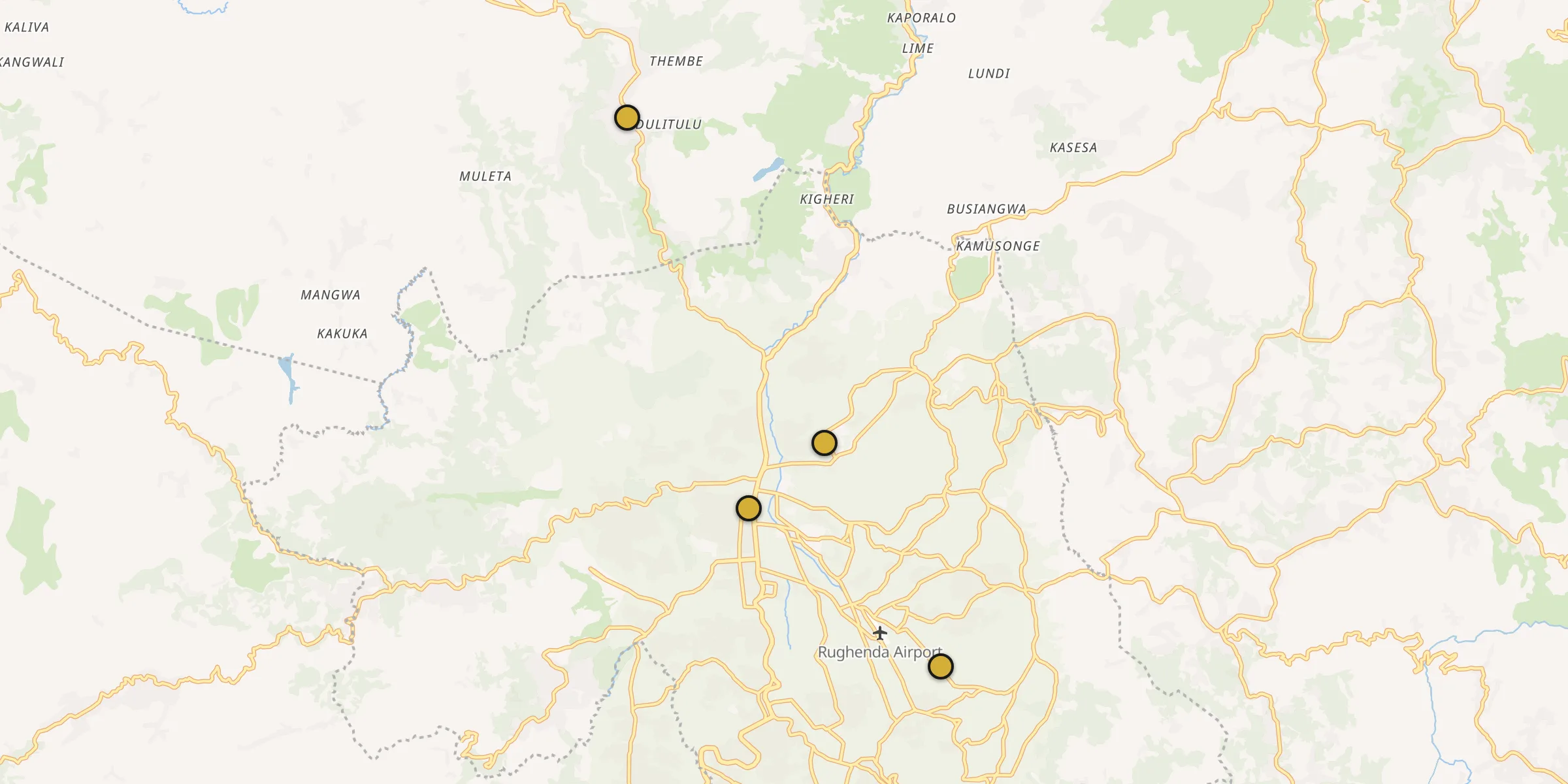 Plan des mosquées à Butembo : cliquez sur un point pour voir la fiche