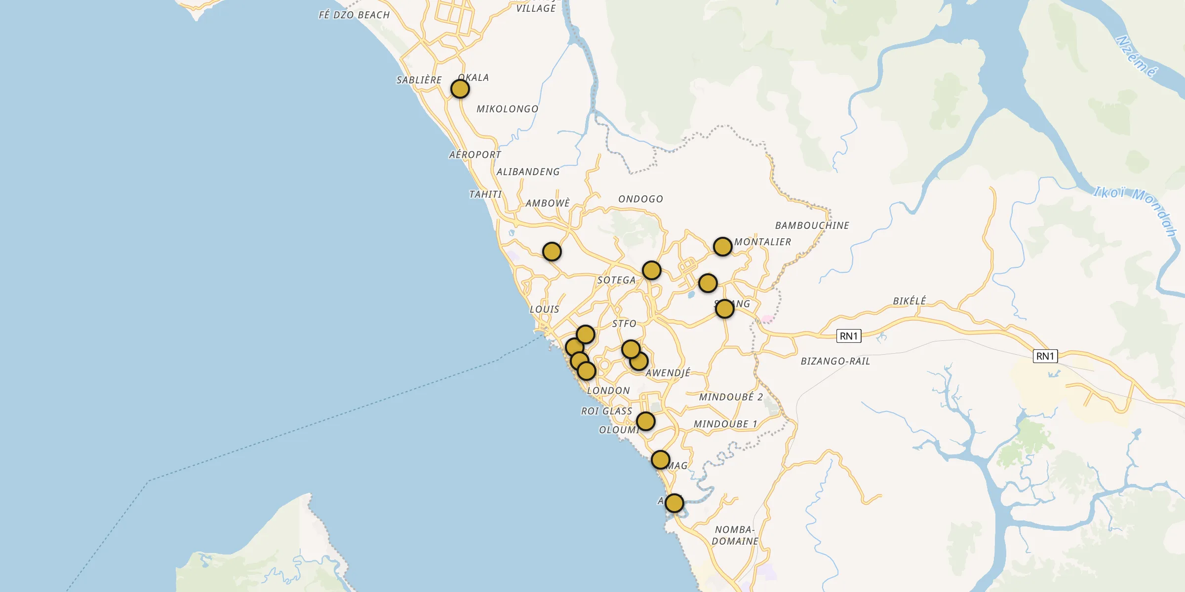 Carte des mosquées à Libreville