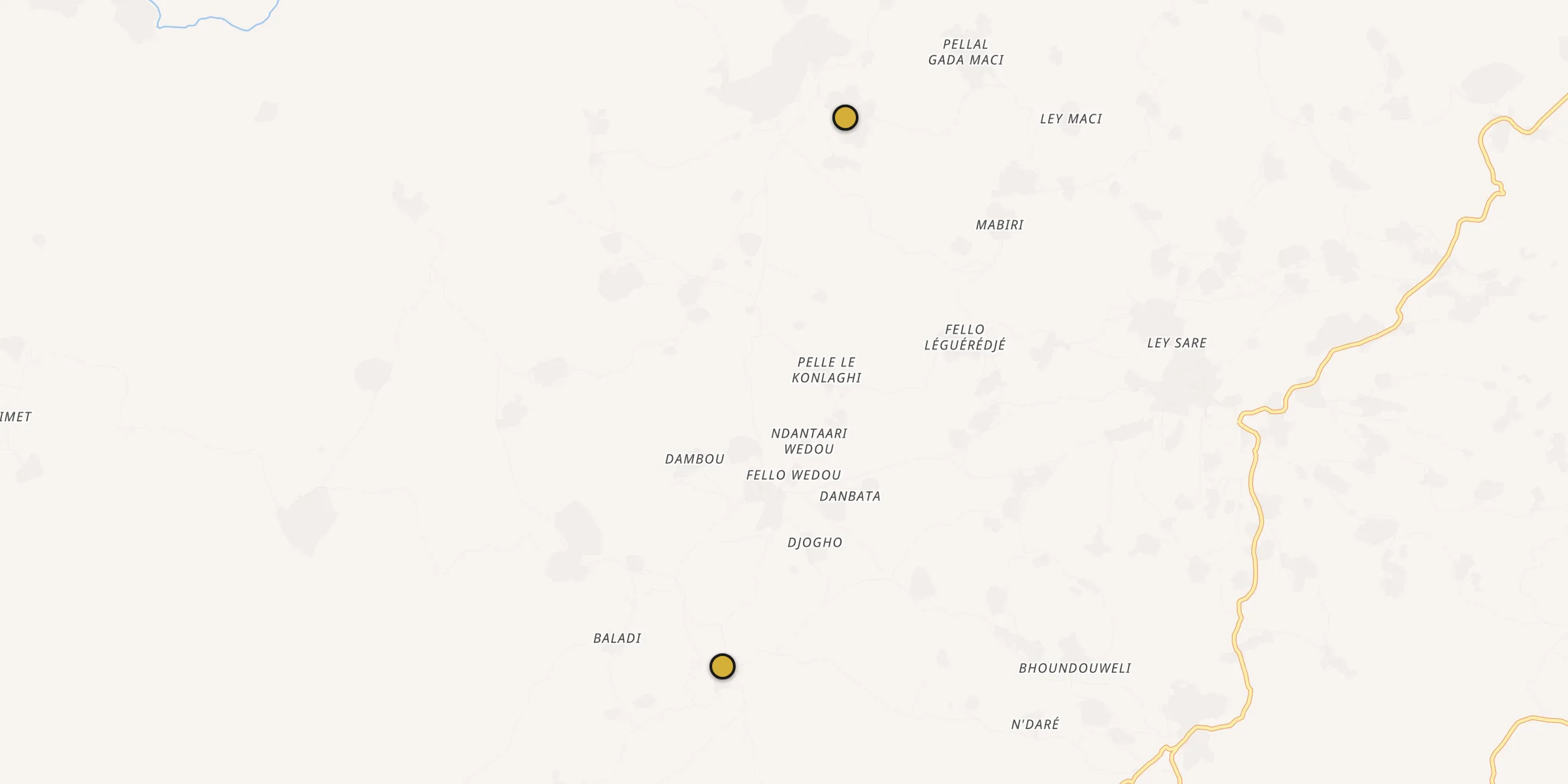 Plan des mosquées à Pita : cliquez sur un point pour voir la fiche