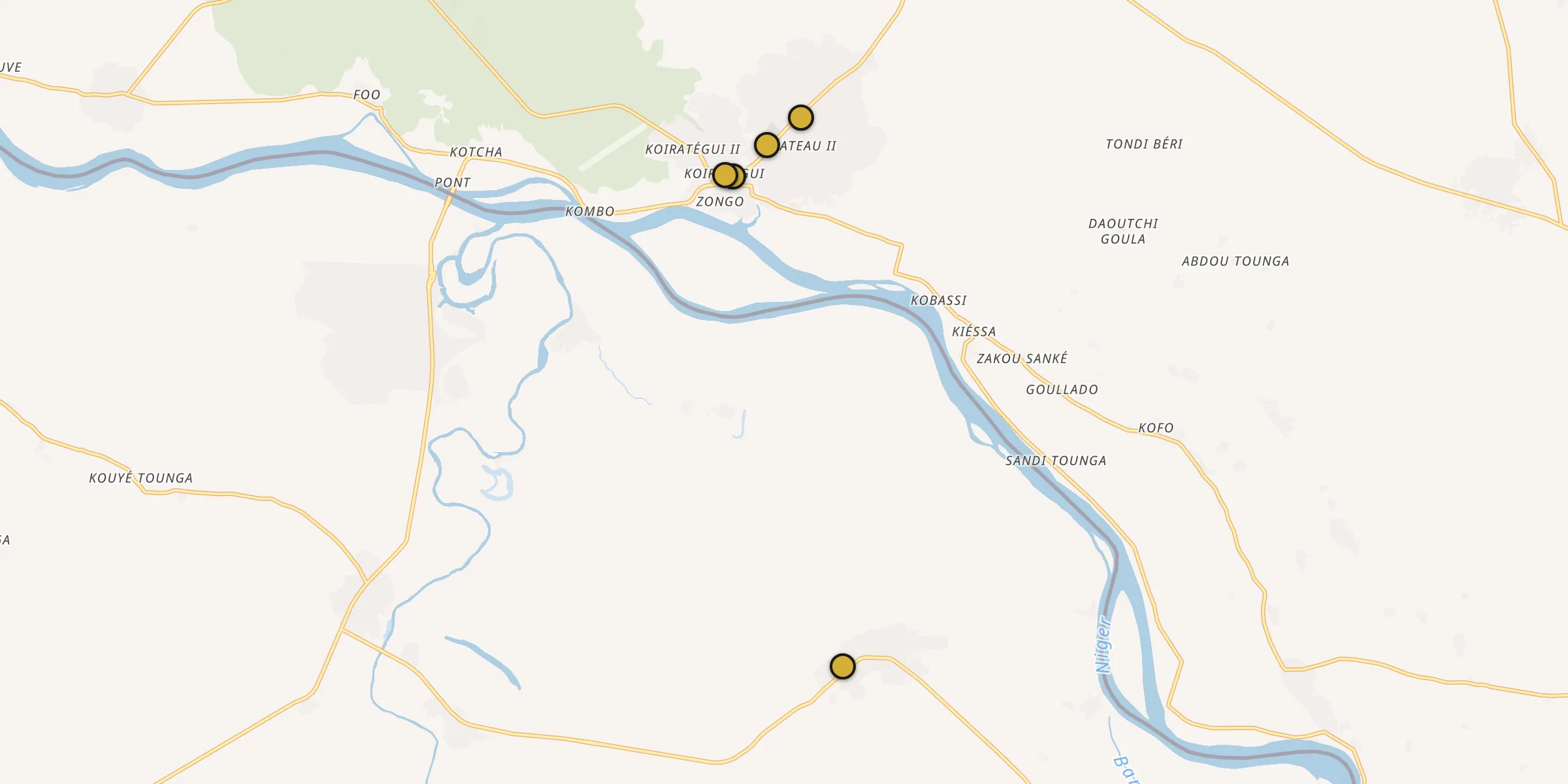 Plan des mosquées à Gaya : cliquez sur un point pour voir la fiche