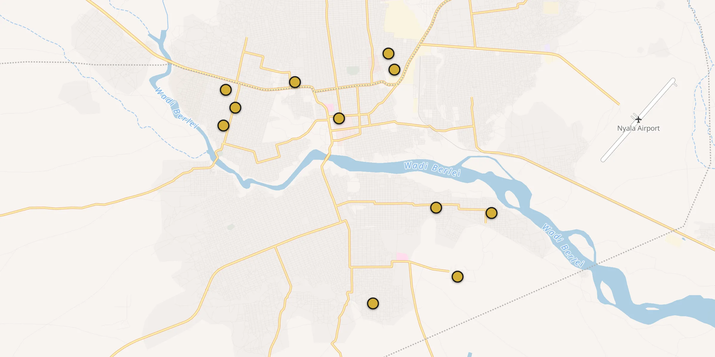 Carte des mosquées à Nyala