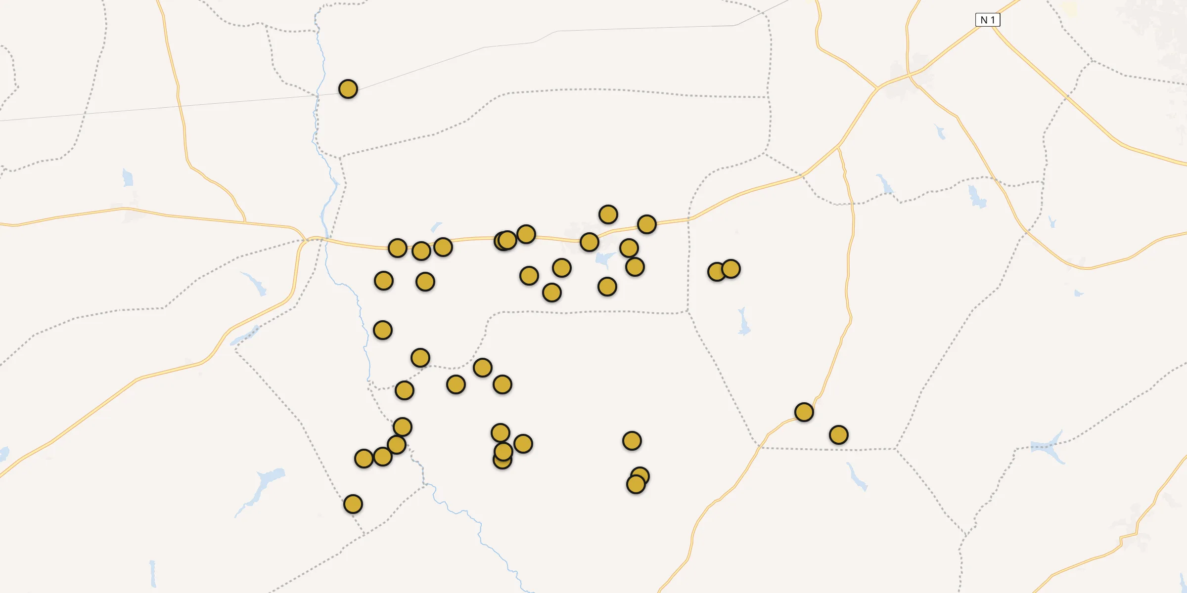 Plan des mosquées à Kokologo : cliquez sur un point pour voir la fiche