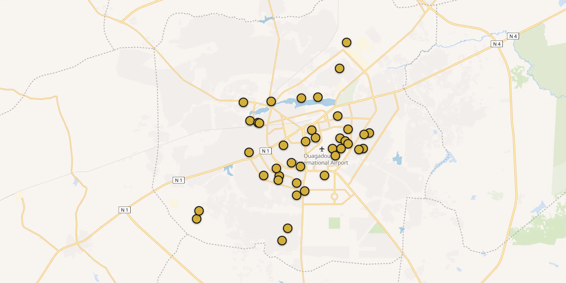 Carte des mosquées à Ouagadougou
