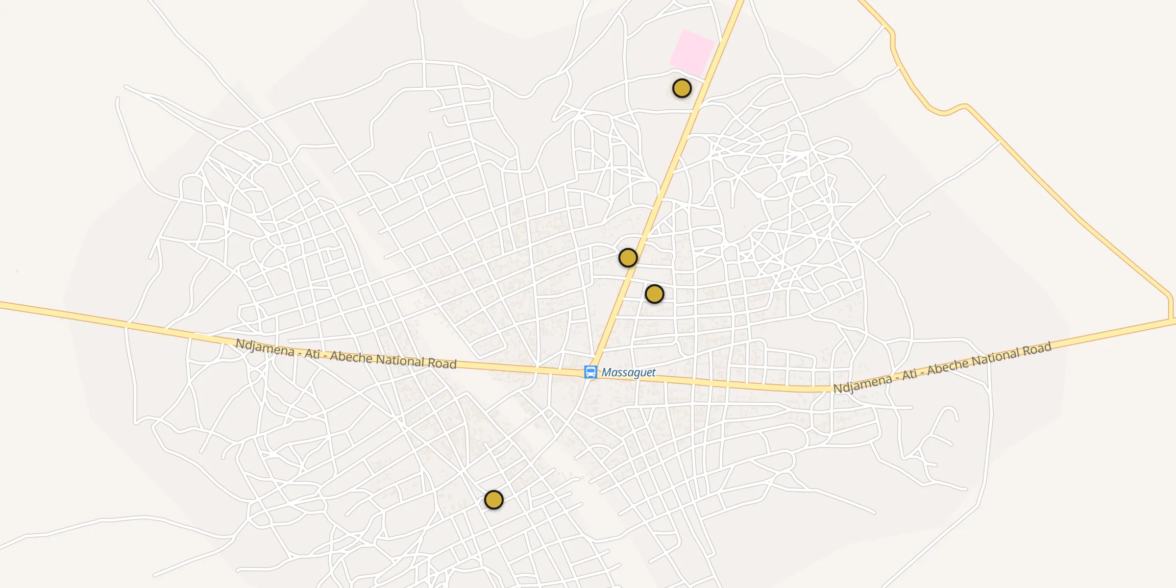 Plan des mosquées à Massaguet : cliquez sur un point pour voir la fiche