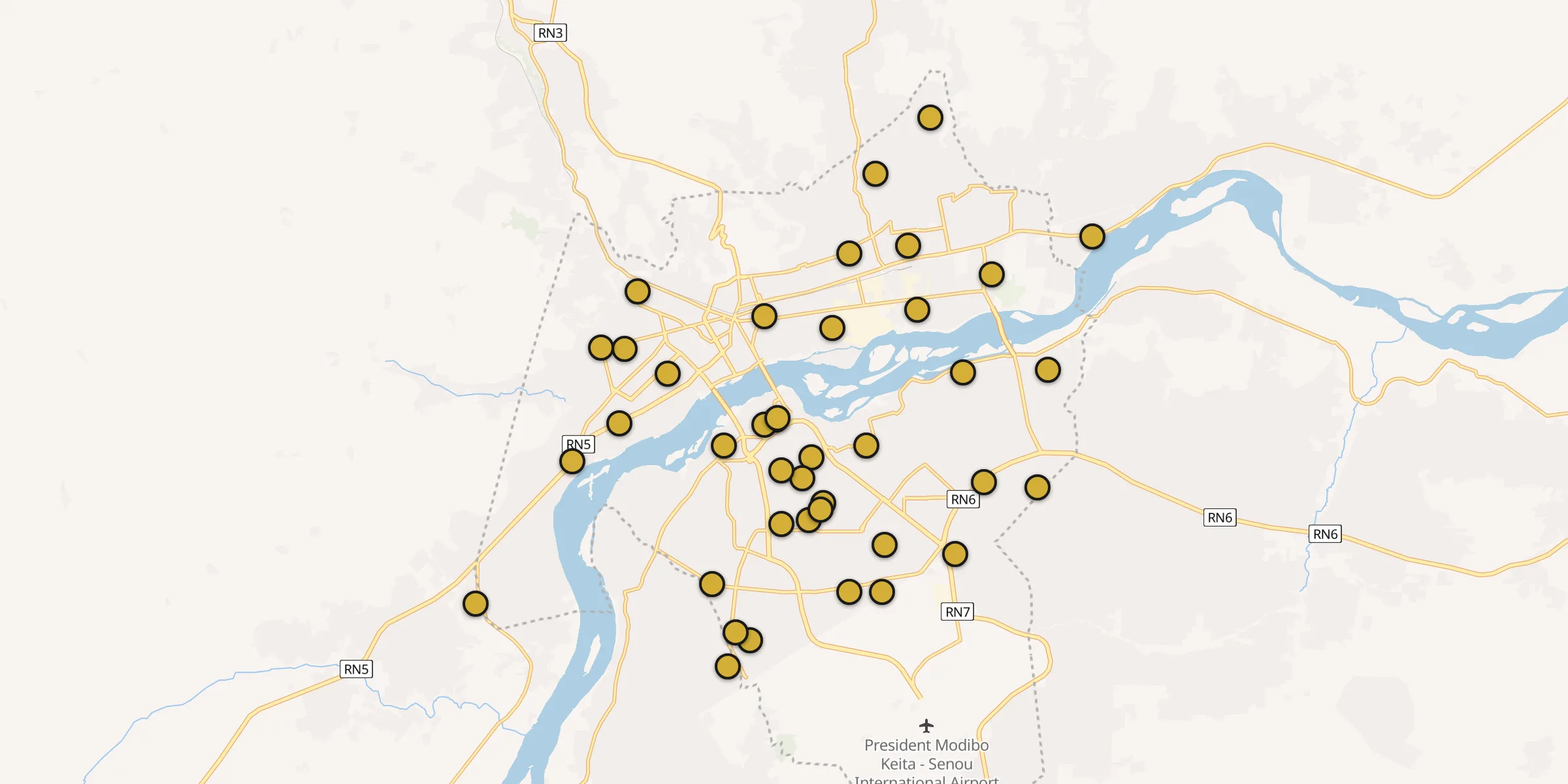 Carte des mosquées à Bamako