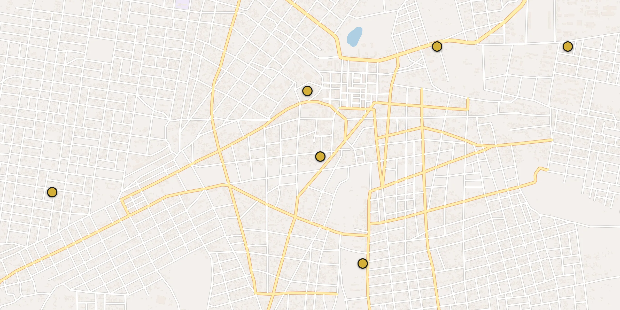 Plan des mosquées à En Nahud : cliquez sur un point pour voir la fiche