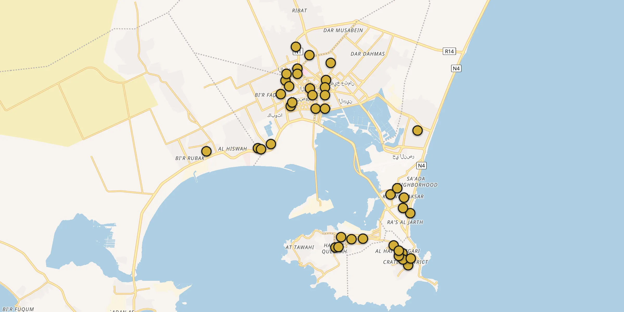 Carte des mosquées à Aden