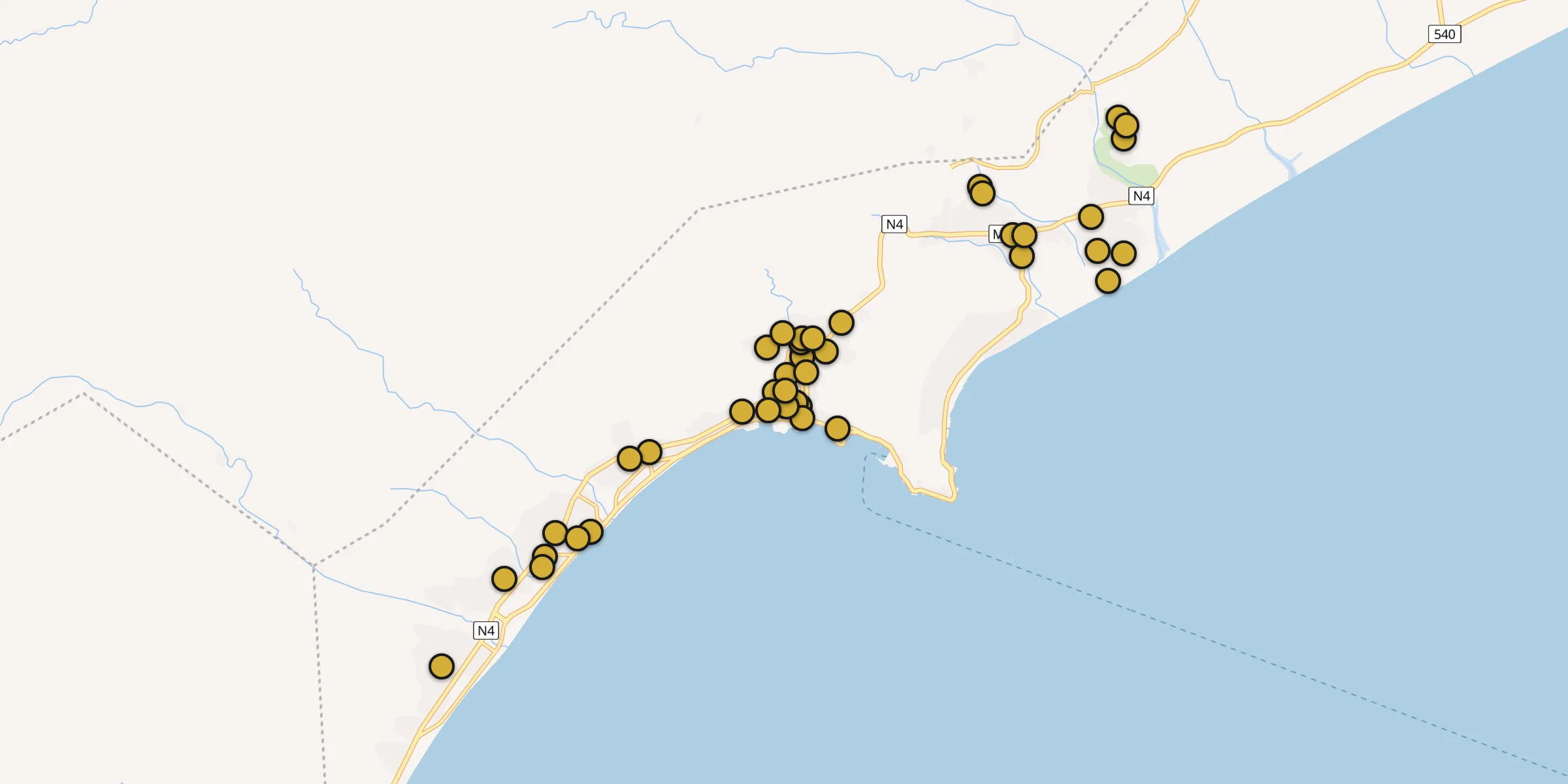 Plan des mosquées à Al Mukalla : cliquez sur un point pour voir la fiche