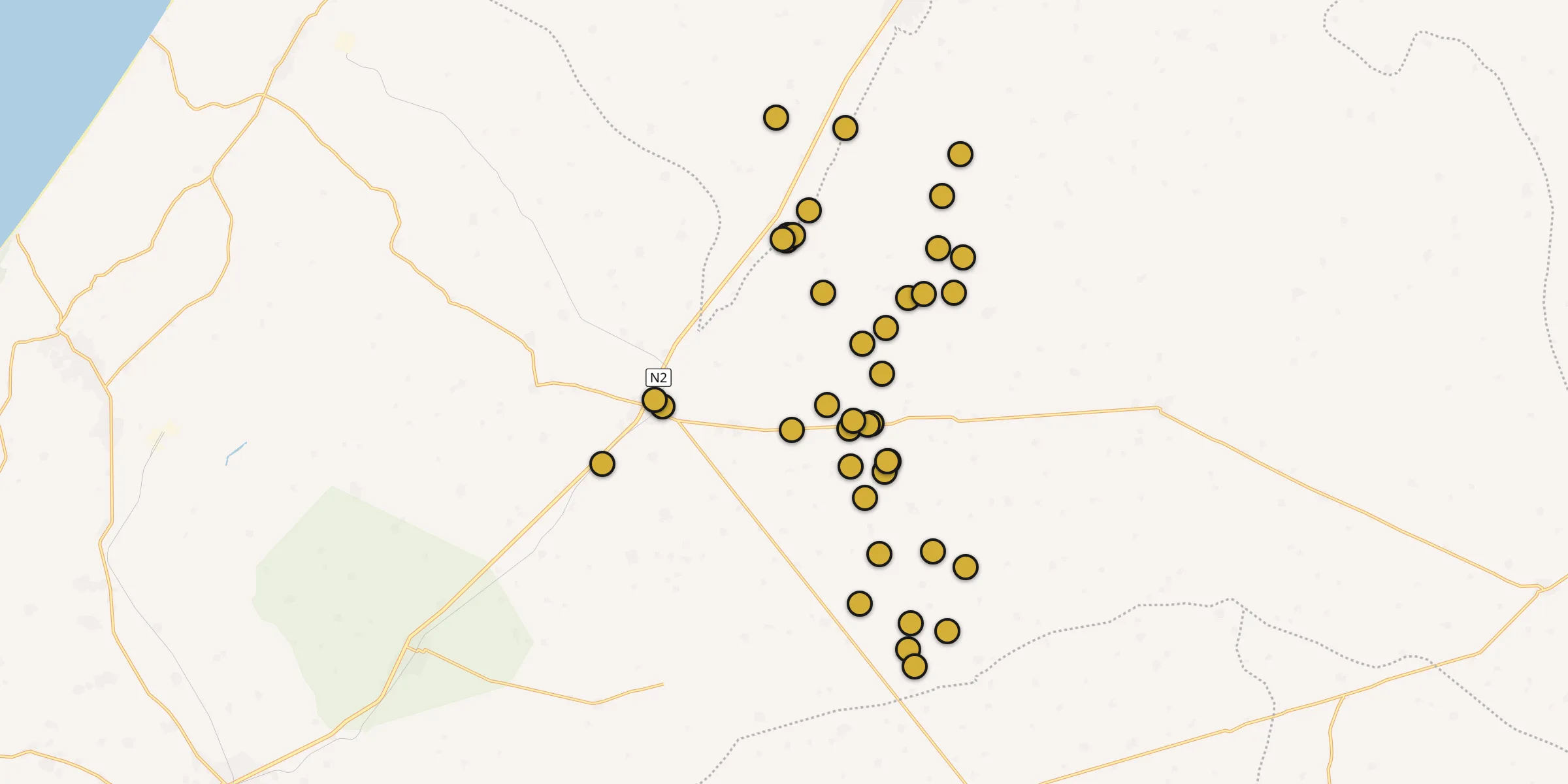 Plan des mosquées à Mékhé : cliquez sur un point pour voir la fiche