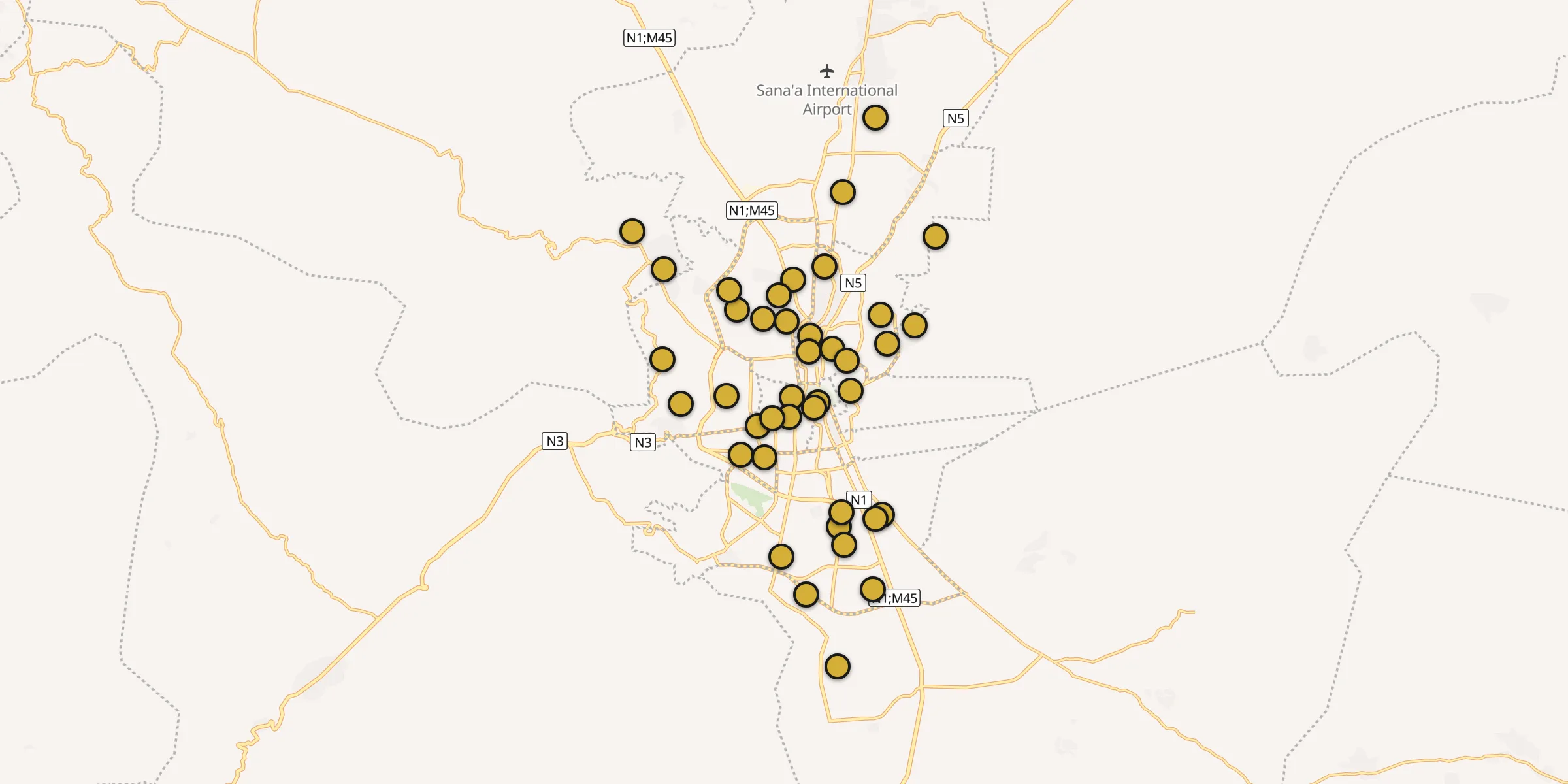 Carte des mosquées à Sanaa