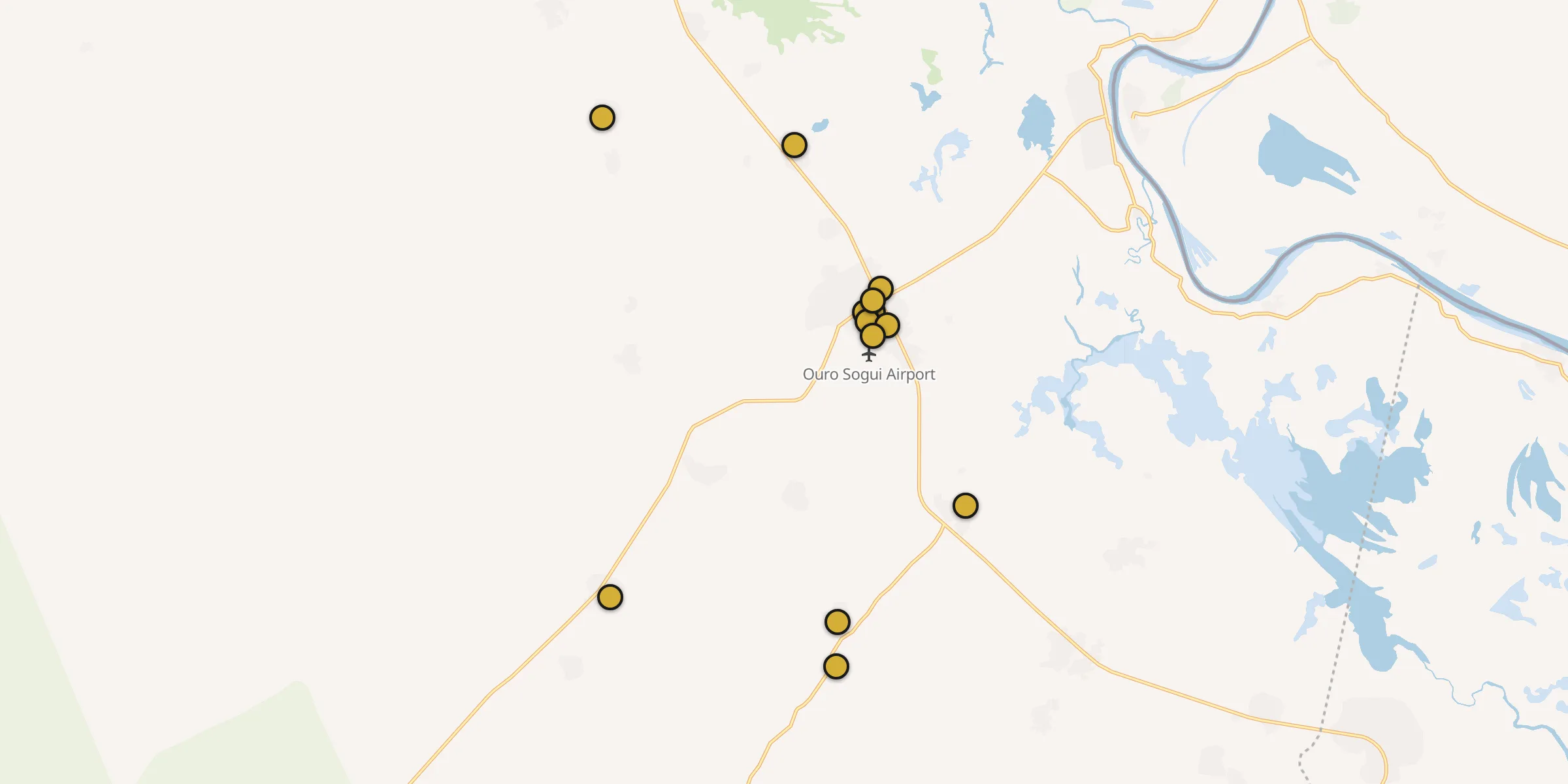 Plan des mosquées à Ourossogui : cliquez sur un point pour voir la fiche