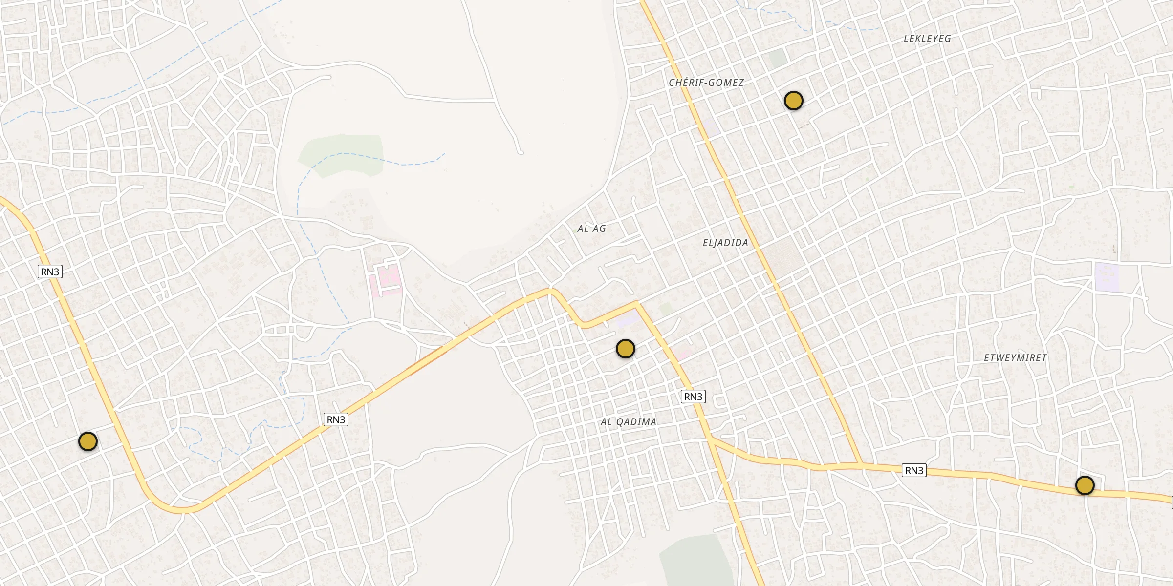 Carte des mosquées à Kiffa