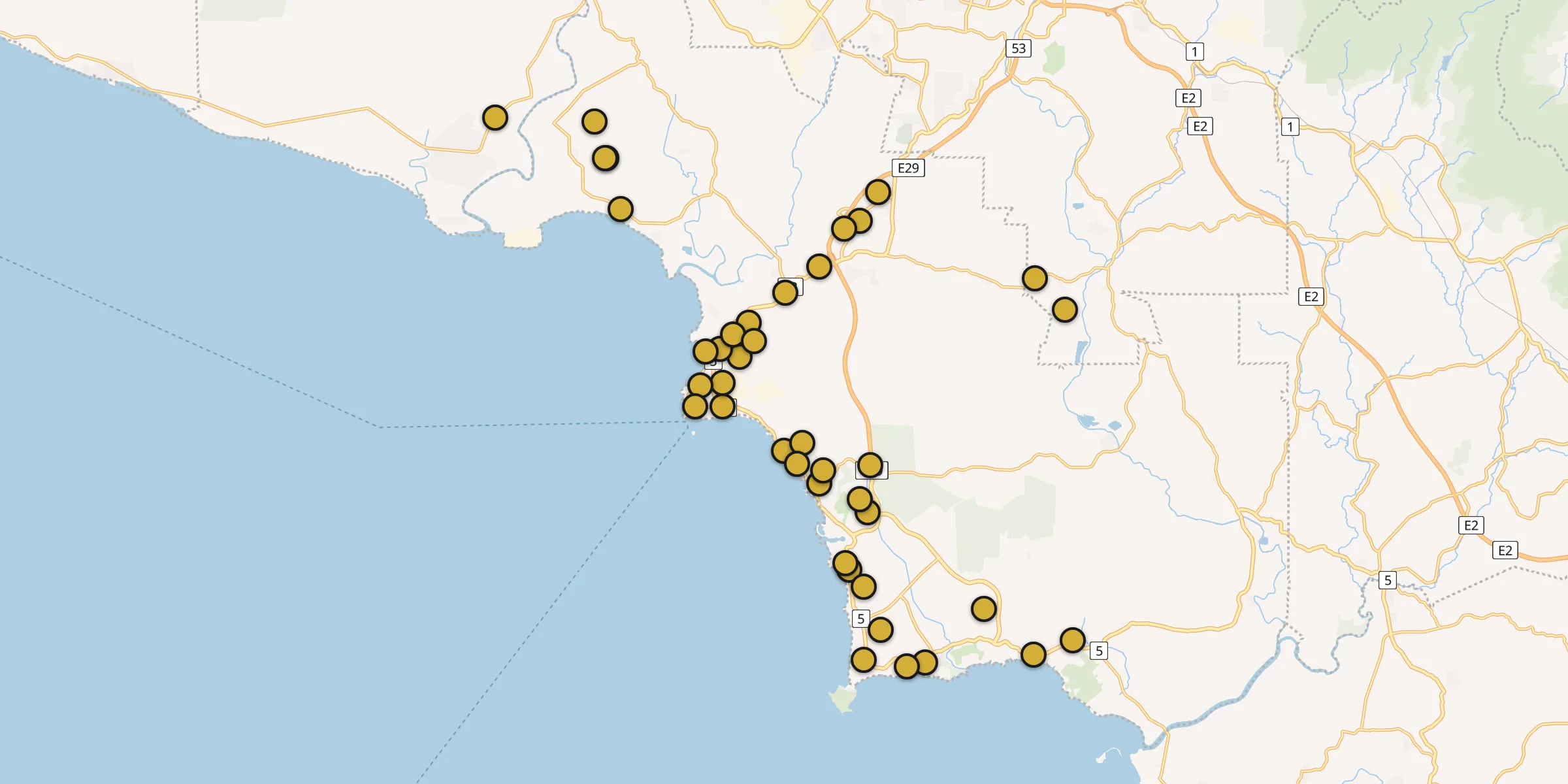 Plan des mosquées à Port Dickson : cliquez sur un point pour voir la fiche