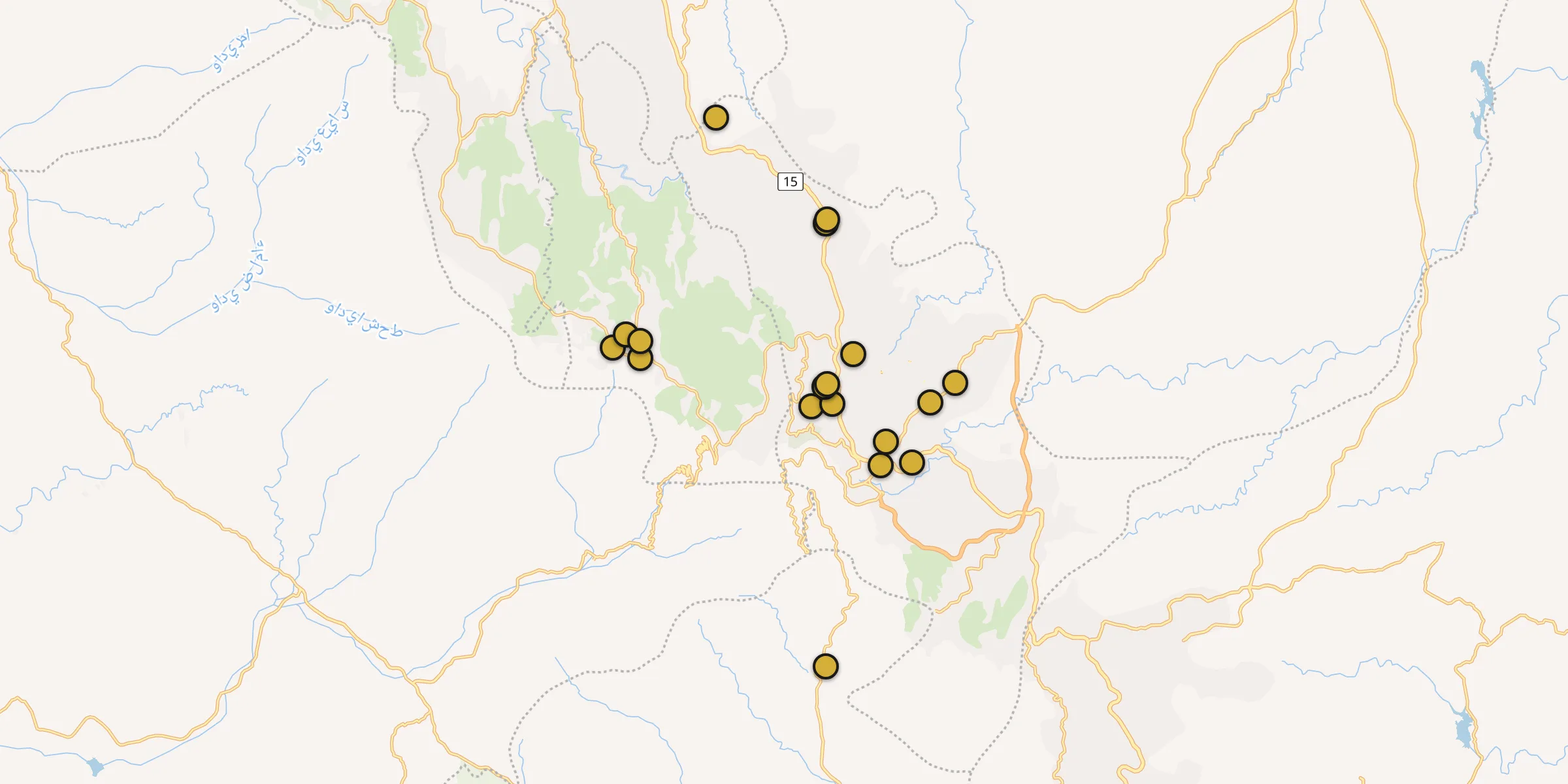 Plan des mosquées à Al Bahah : cliquez sur un point pour voir la fiche
