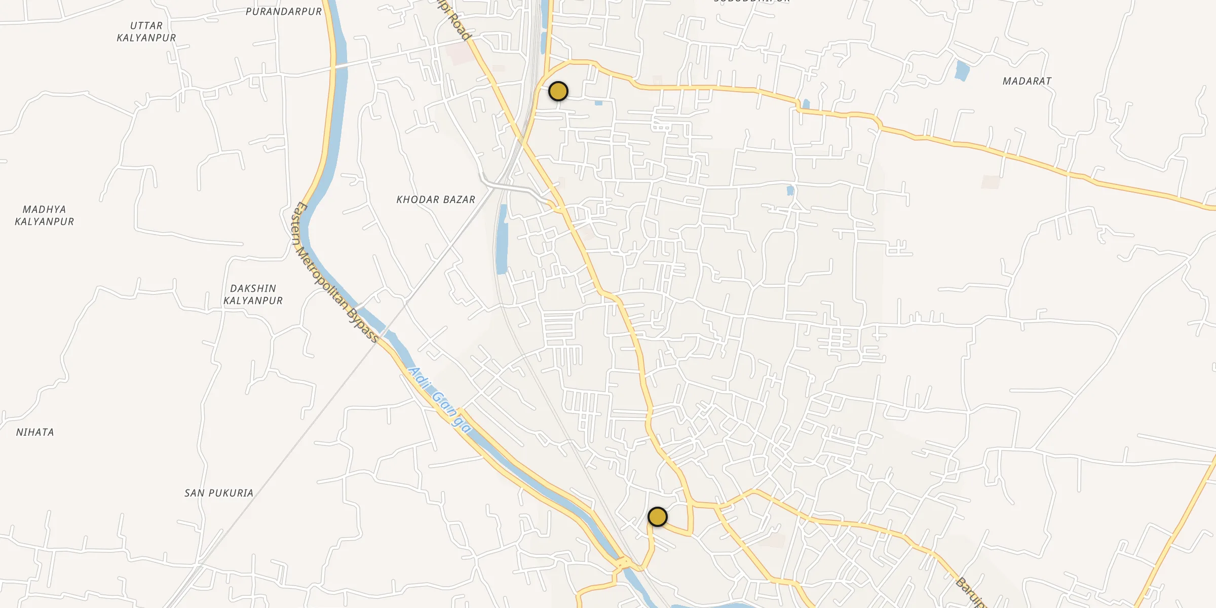 Plan des mosquées à Satkhira : cliquez sur un point pour voir la fiche