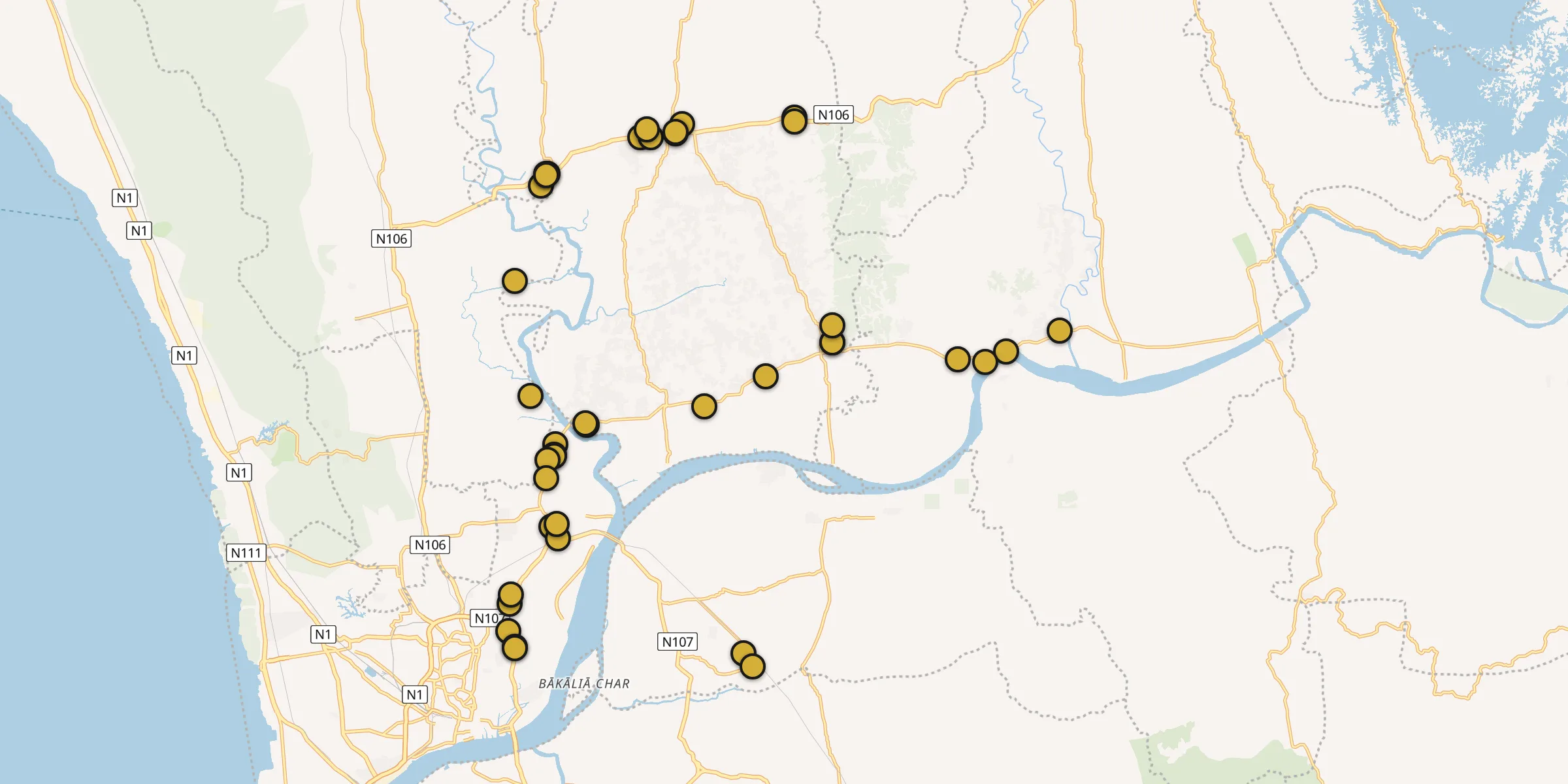 Carte des mosquées à Chittagong