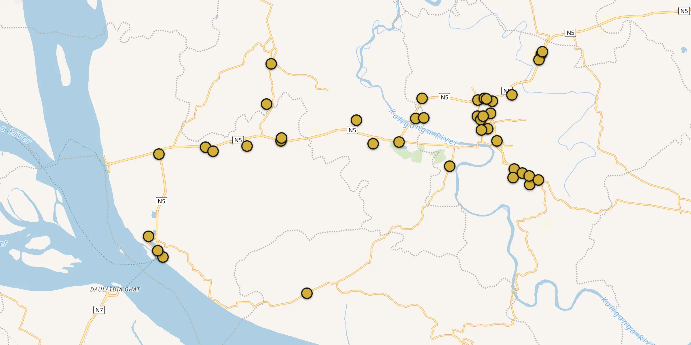 Carte des mosquées à Dacca