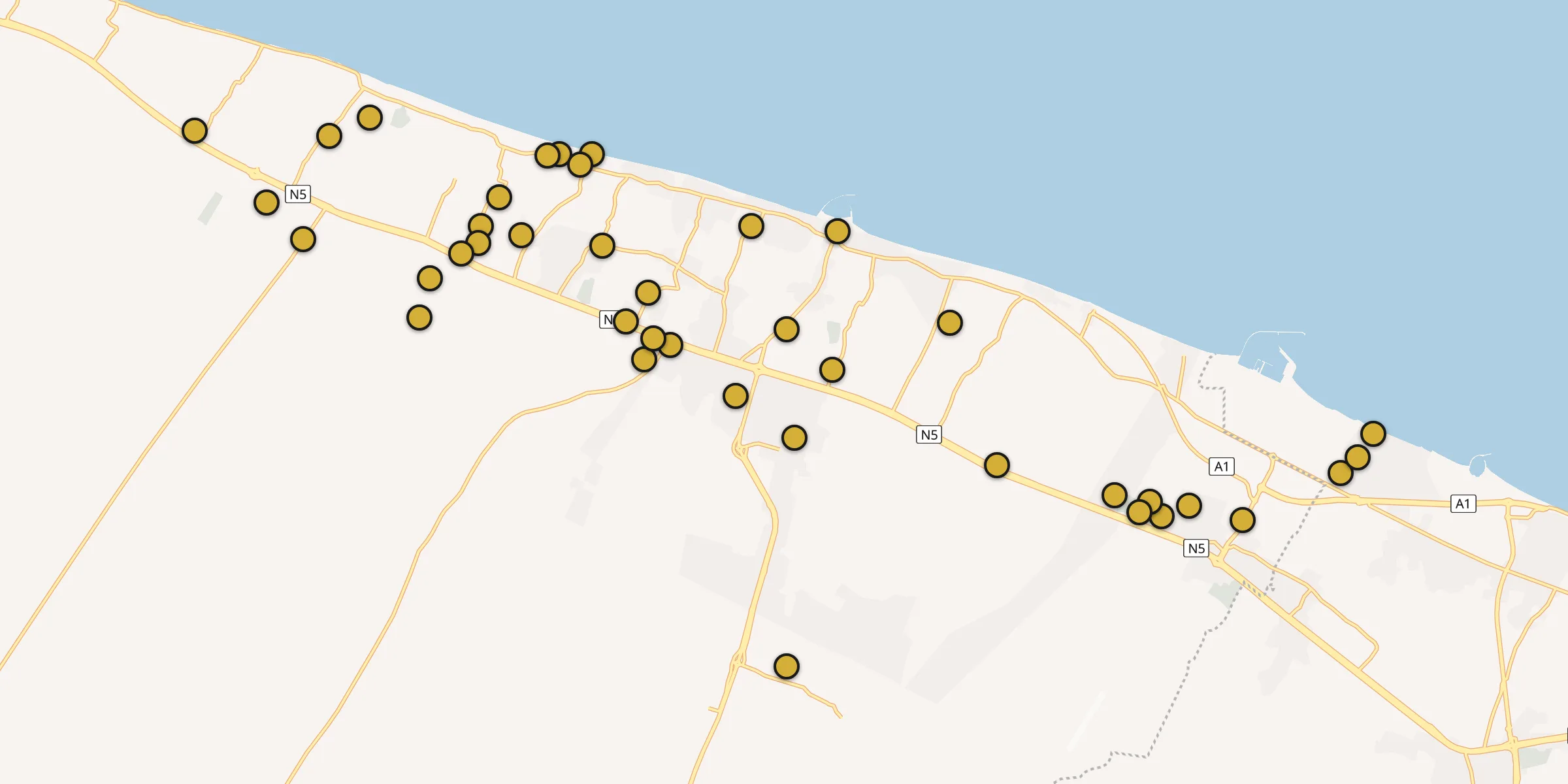 Plan des mosquées à As Suwayq : cliquez sur un point pour voir la fiche