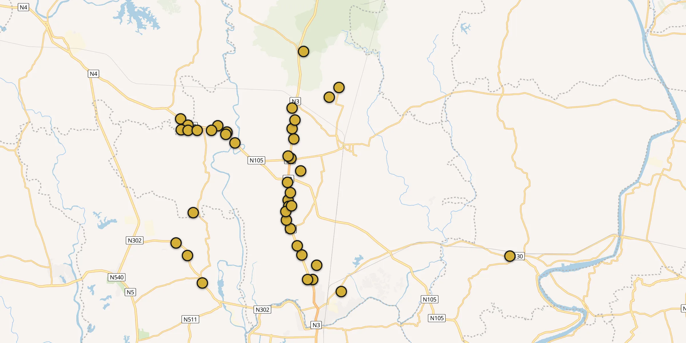 Plan des mosquées à Narsingdi : cliquez sur un point pour voir la fiche