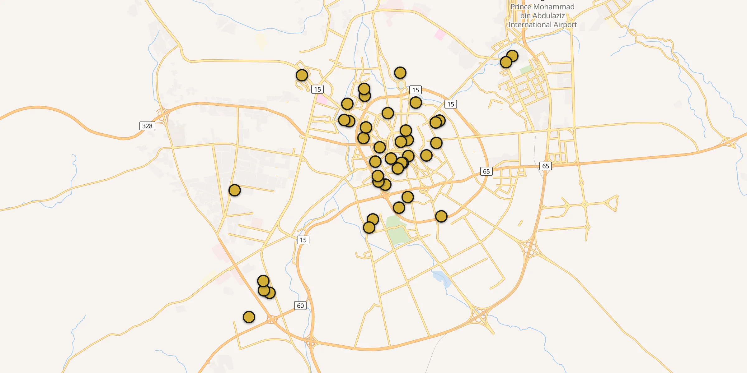 Carte des mosquées à Médine