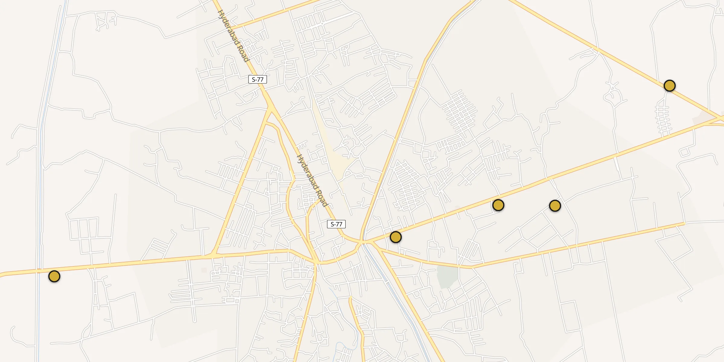 Plan des mosquées à Badin : cliquez sur un point pour voir la fiche