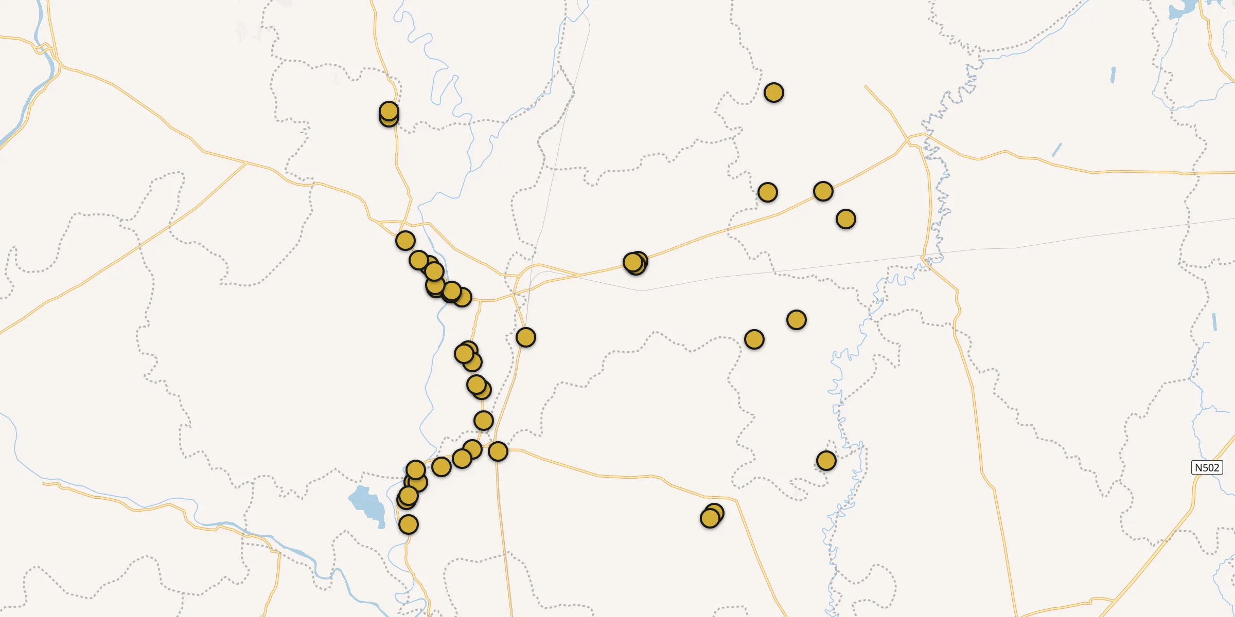Plan des mosquées à Bogra : cliquez sur un point pour voir la fiche