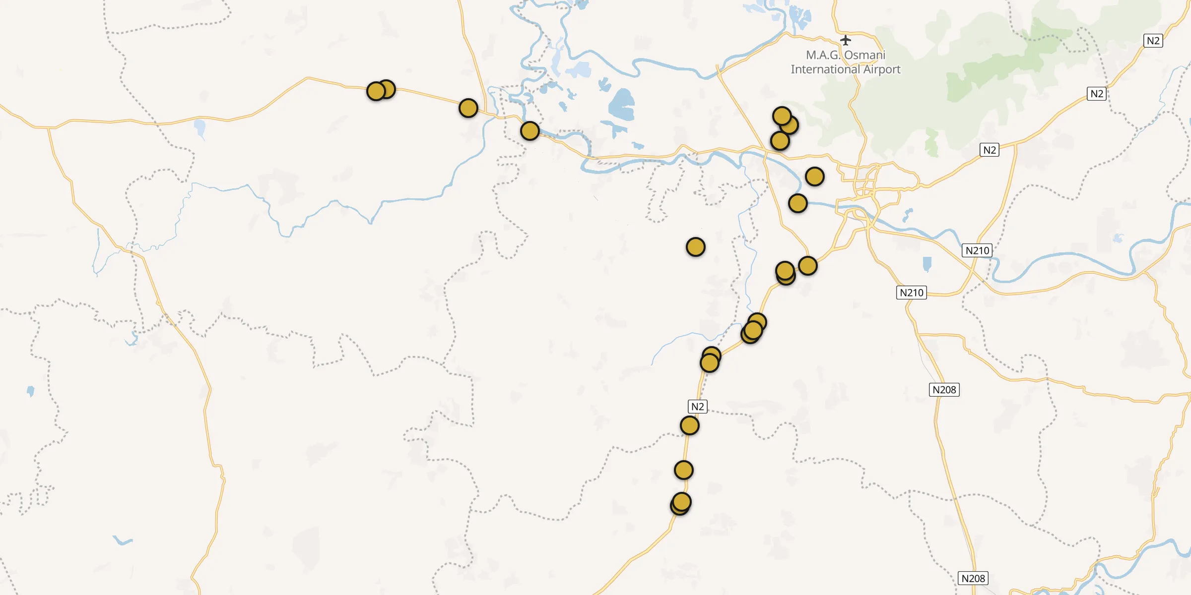 Plan des mosquées à Sylhet : cliquez sur un point pour voir la fiche