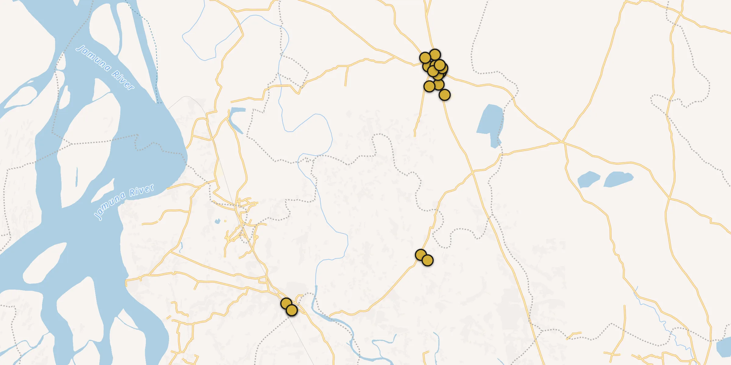 Plan des mosquées à Sherpur : cliquez sur un point pour voir la fiche