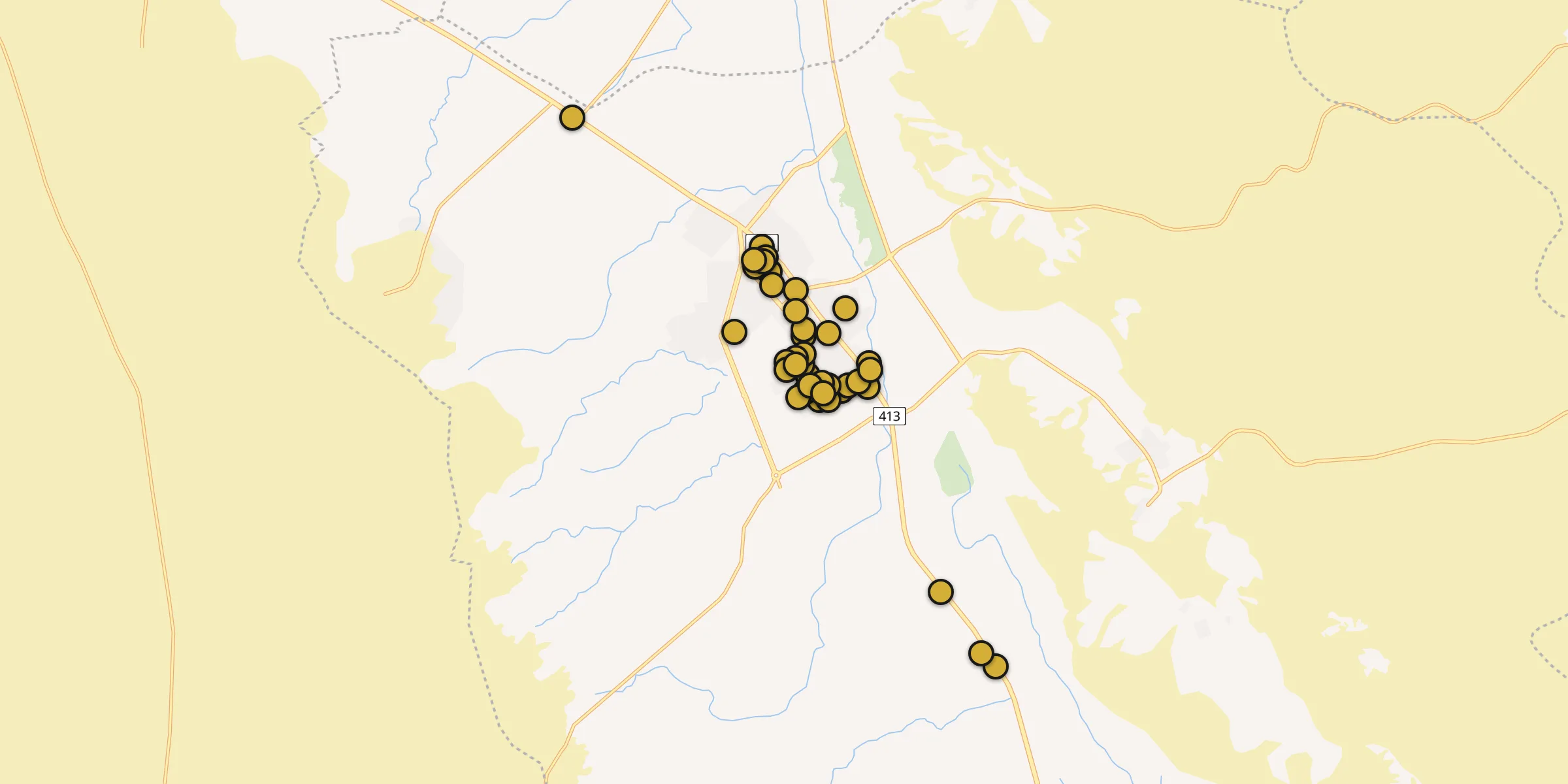 Plan des mosquées à Al Mithnab : cliquez sur un point pour voir la fiche